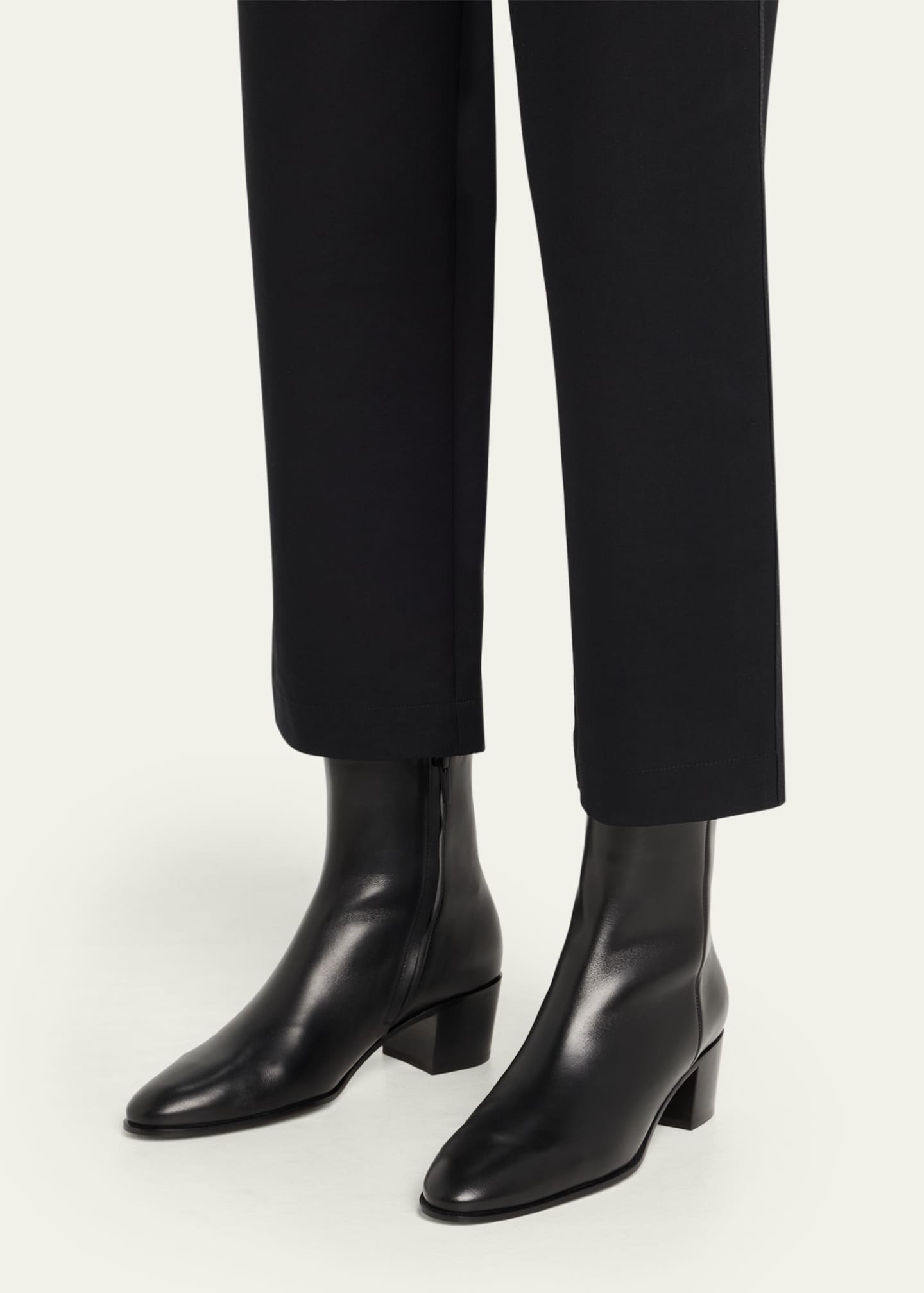 Gianvito Rossi Glove Leather Block-Heel Booties Image 2 of 6