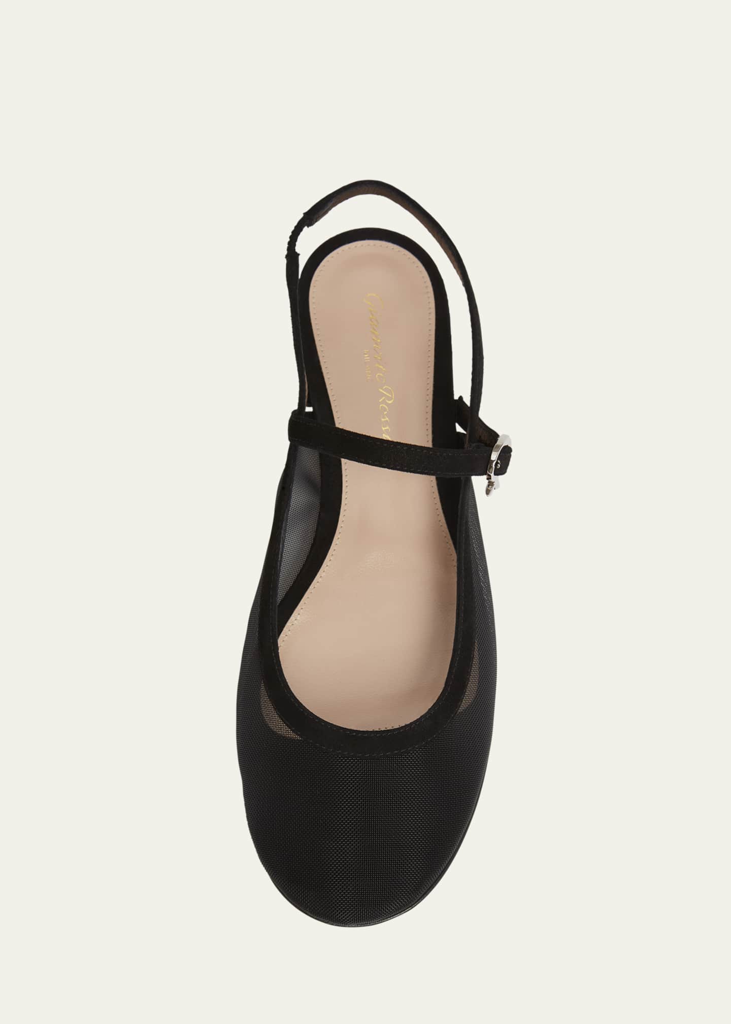 Gianvito Rossi Mesh Mary Jane Ballerina Flats Image 4 of 4