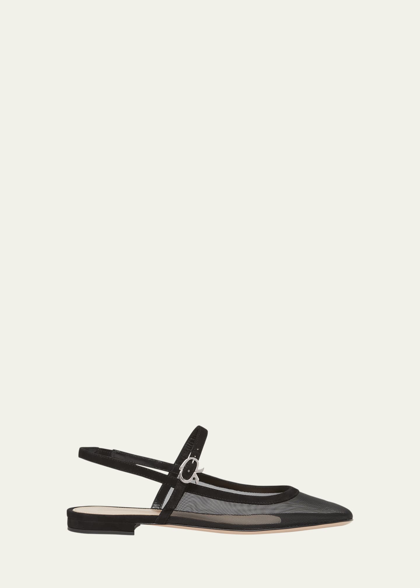 Gianvito Rossi Mesh Mary Jane Ballerina Flats Image 1 of 4