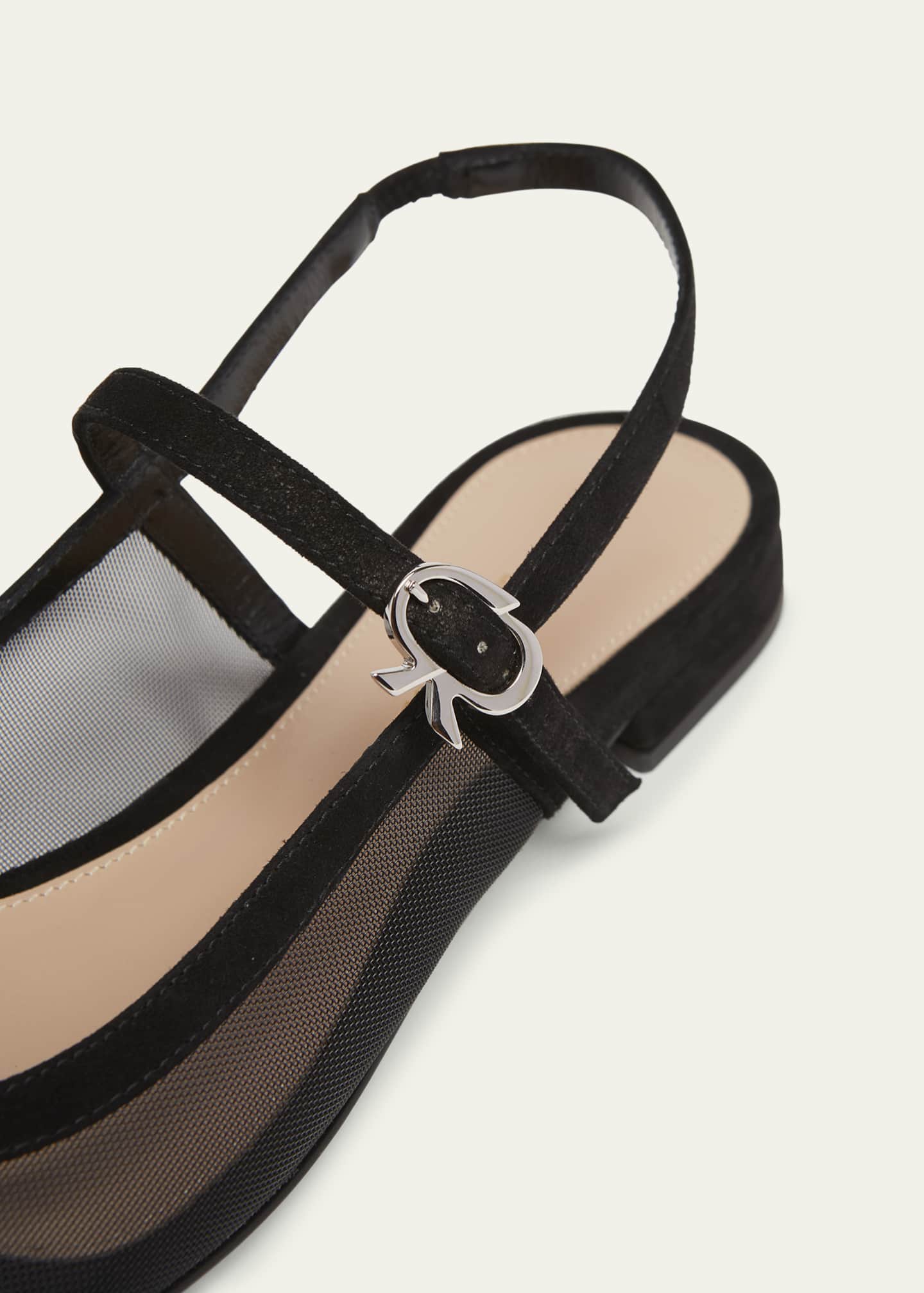 Gianvito Rossi Mesh Mary Jane Ballerina Flats Image 3 of 4
