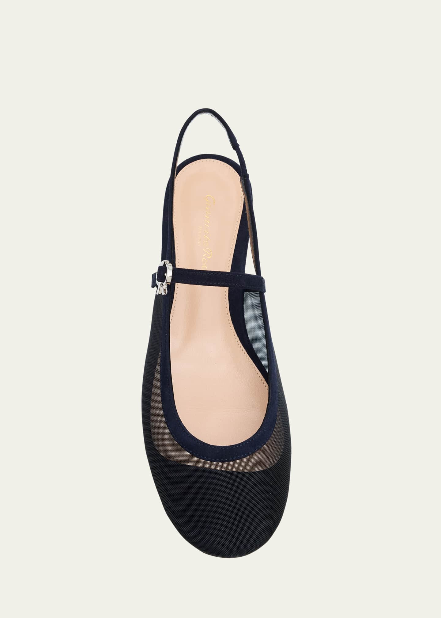 Gianvito Rossi Mesh Mary Jane Ballerina Flats Image 4 of 4