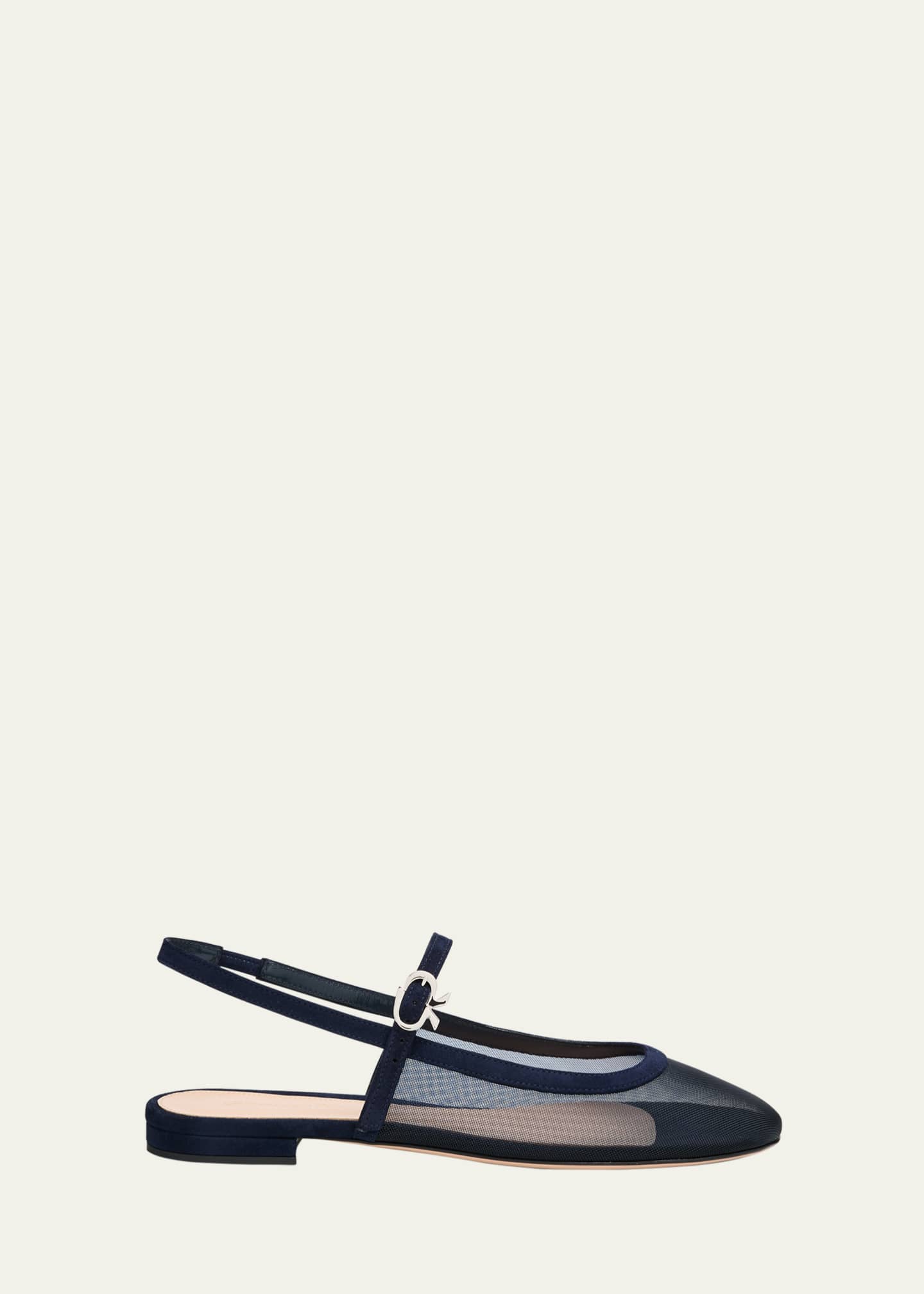 Gianvito Rossi Mesh Mary Jane Ballerina Flats Image 1 of 4