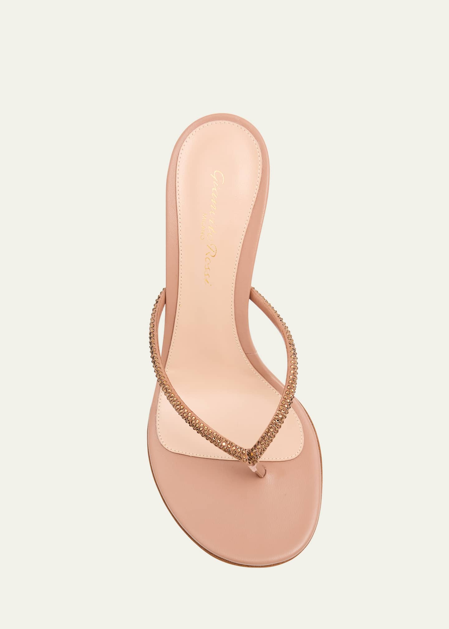 Gianvito Rossi India Strass Leather Thong Stiletto Sandals Image 4 of 4