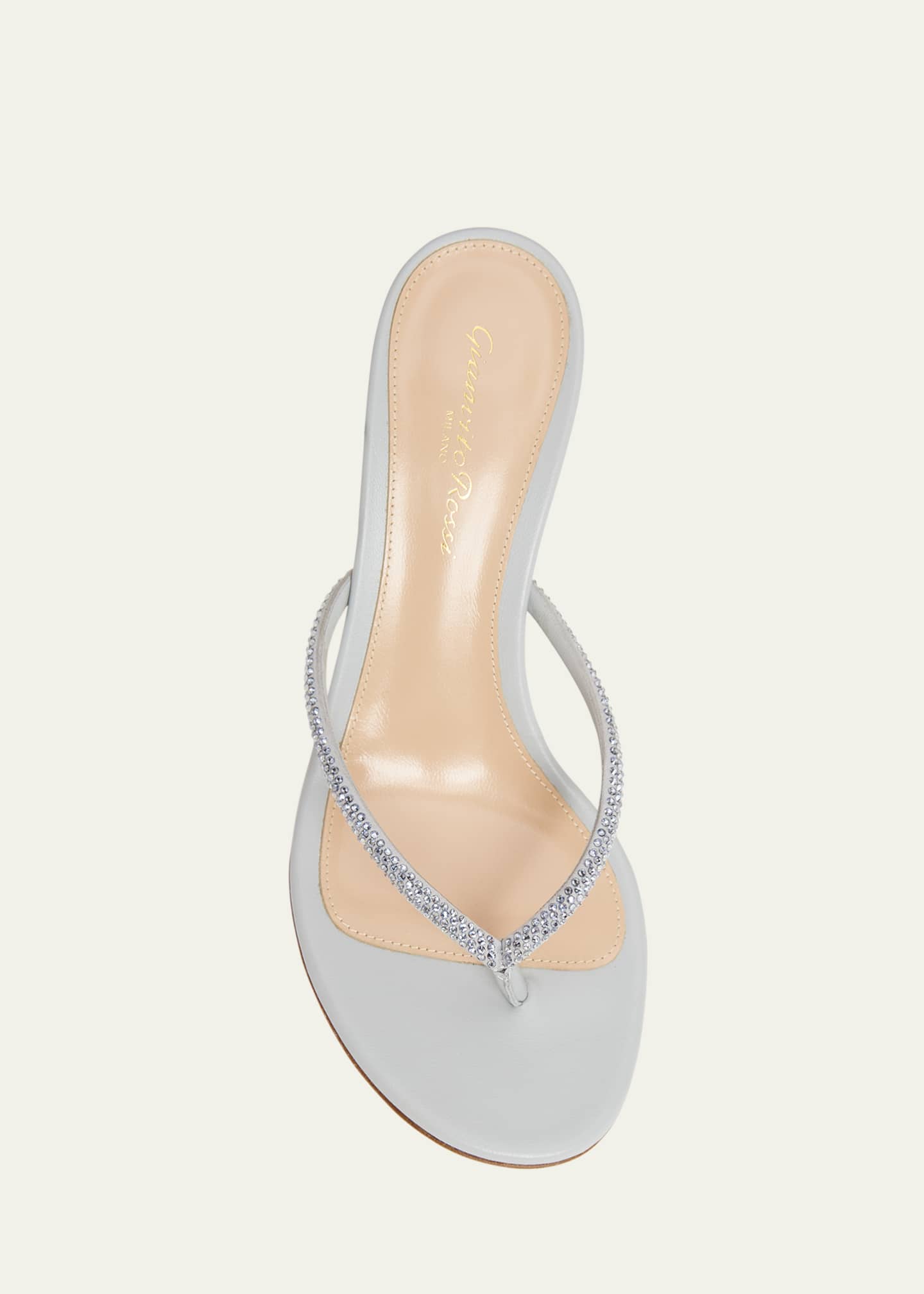 Gianvito Rossi India Strass Leather Thong Stiletto Sandals Image 4 of 4