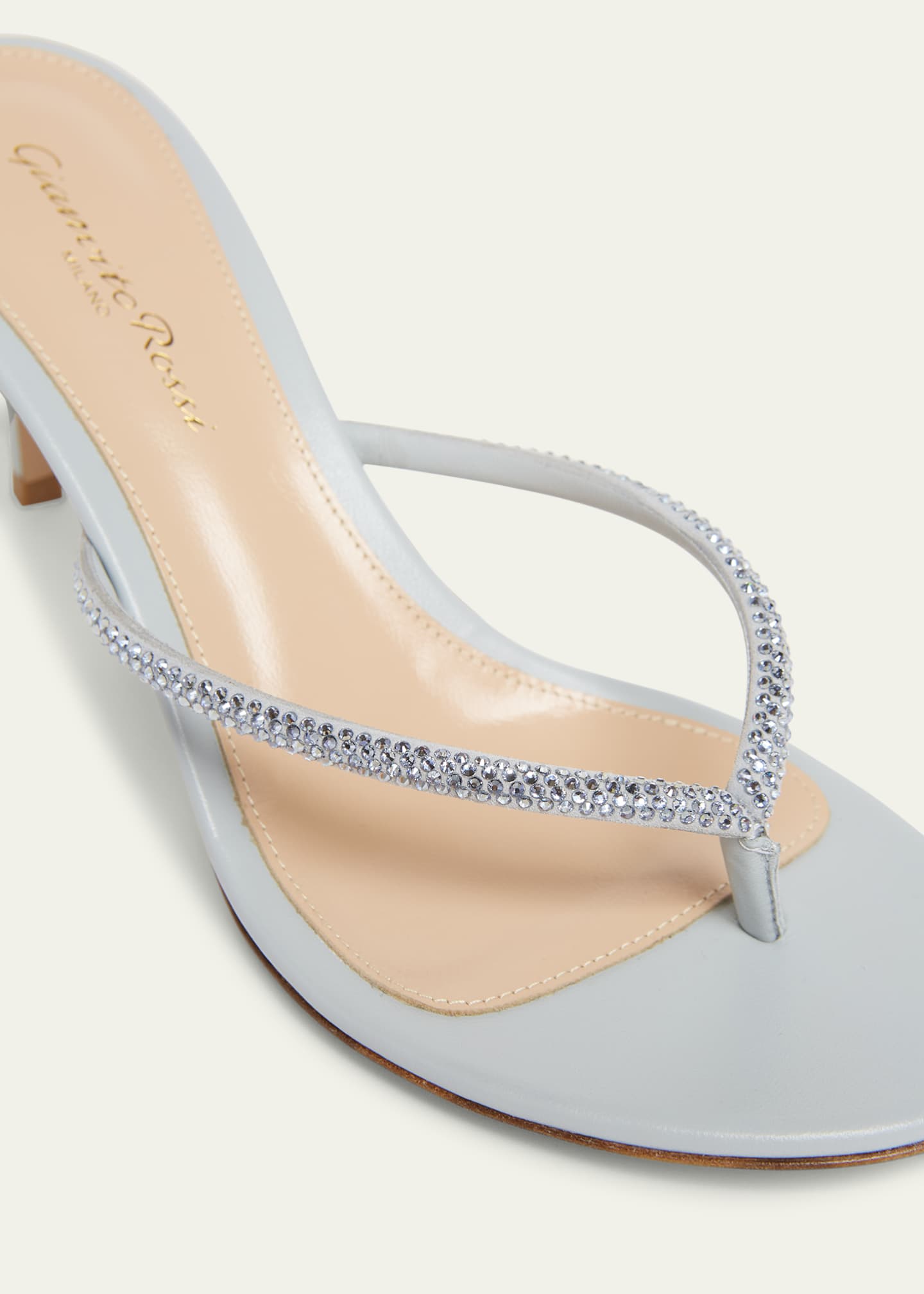 Gianvito Rossi India Strass Leather Thong Stiletto Sandals Image 3 of 4