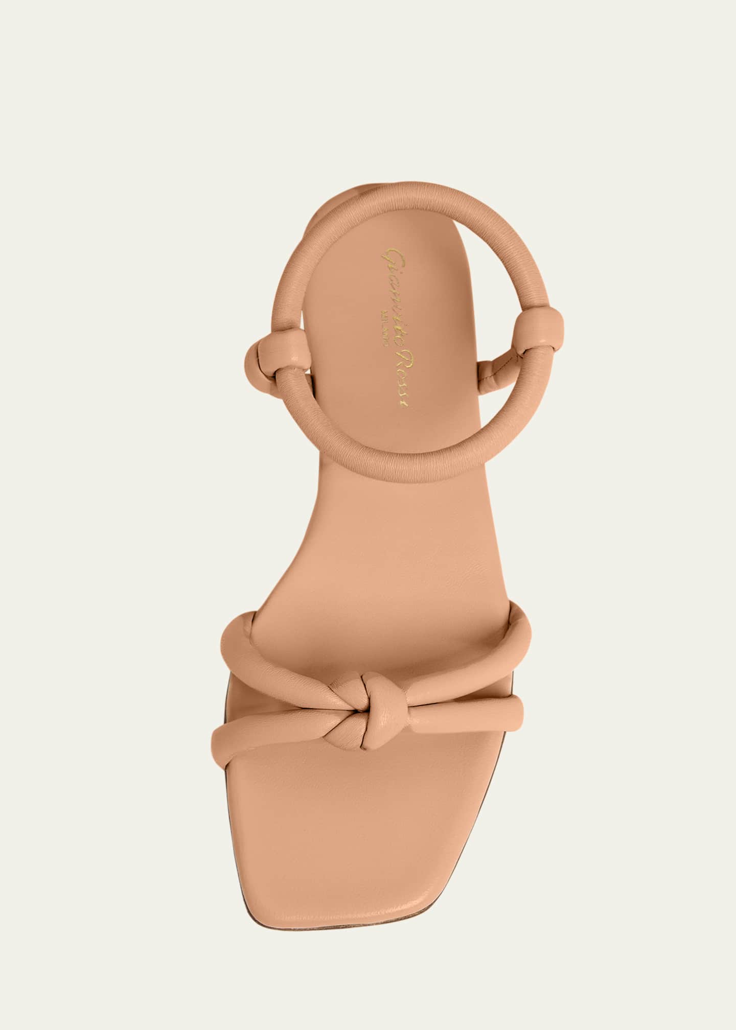 Gianvito Rossi Juno Knotted Leather Flat Sandals Image 4 of 4