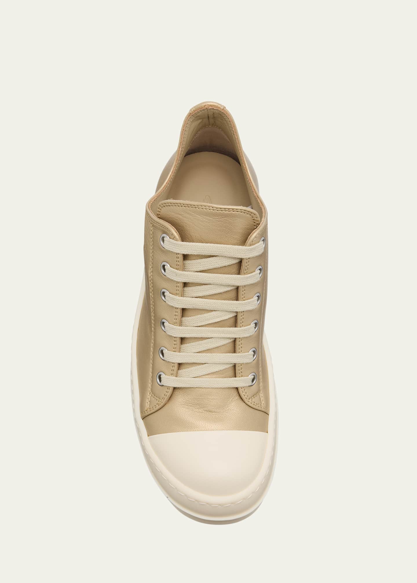 Rick Owens Metallic Leather Low Top Sneakers Image 6 of 6