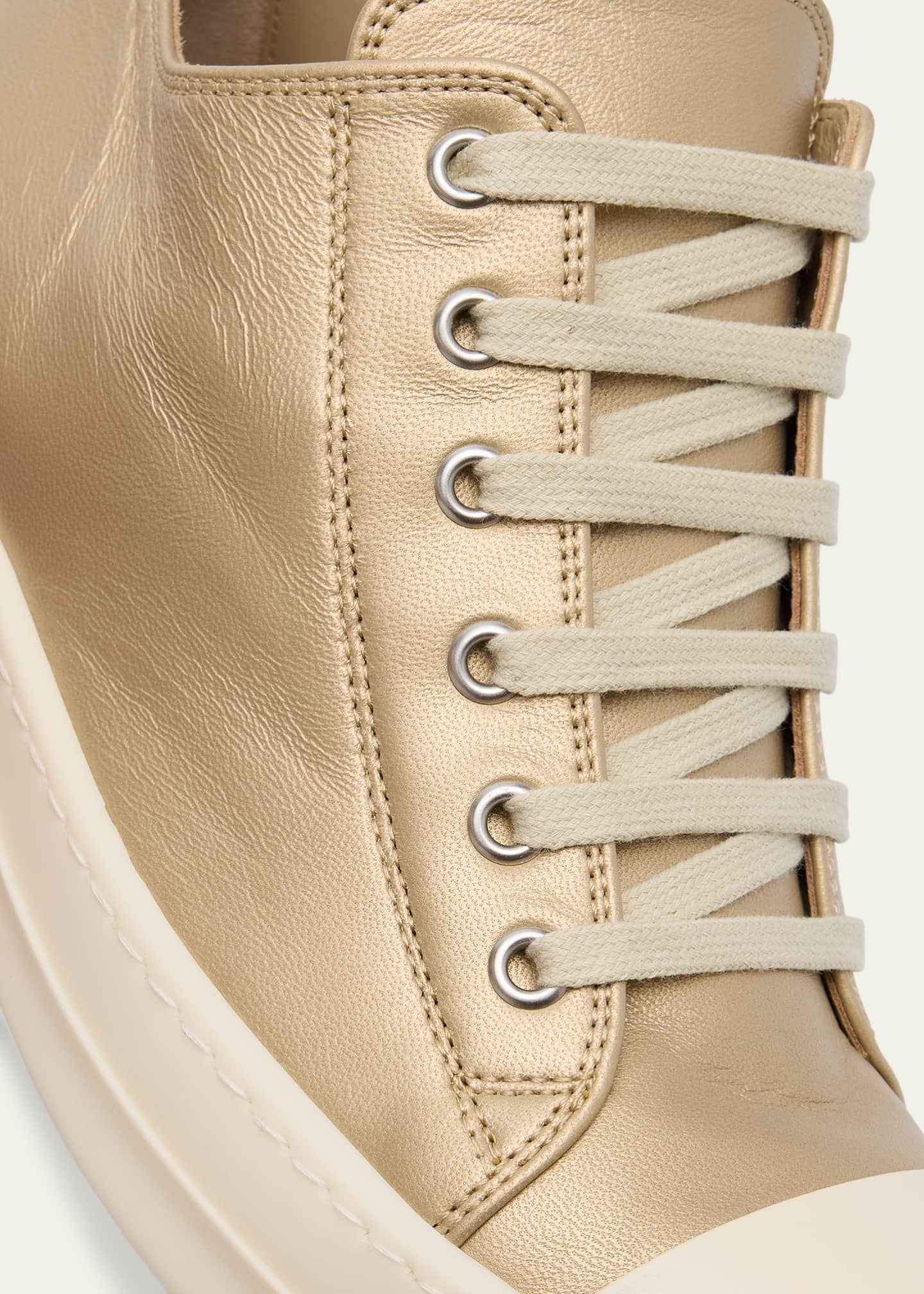 Metallic Leather Low Top Sneakers