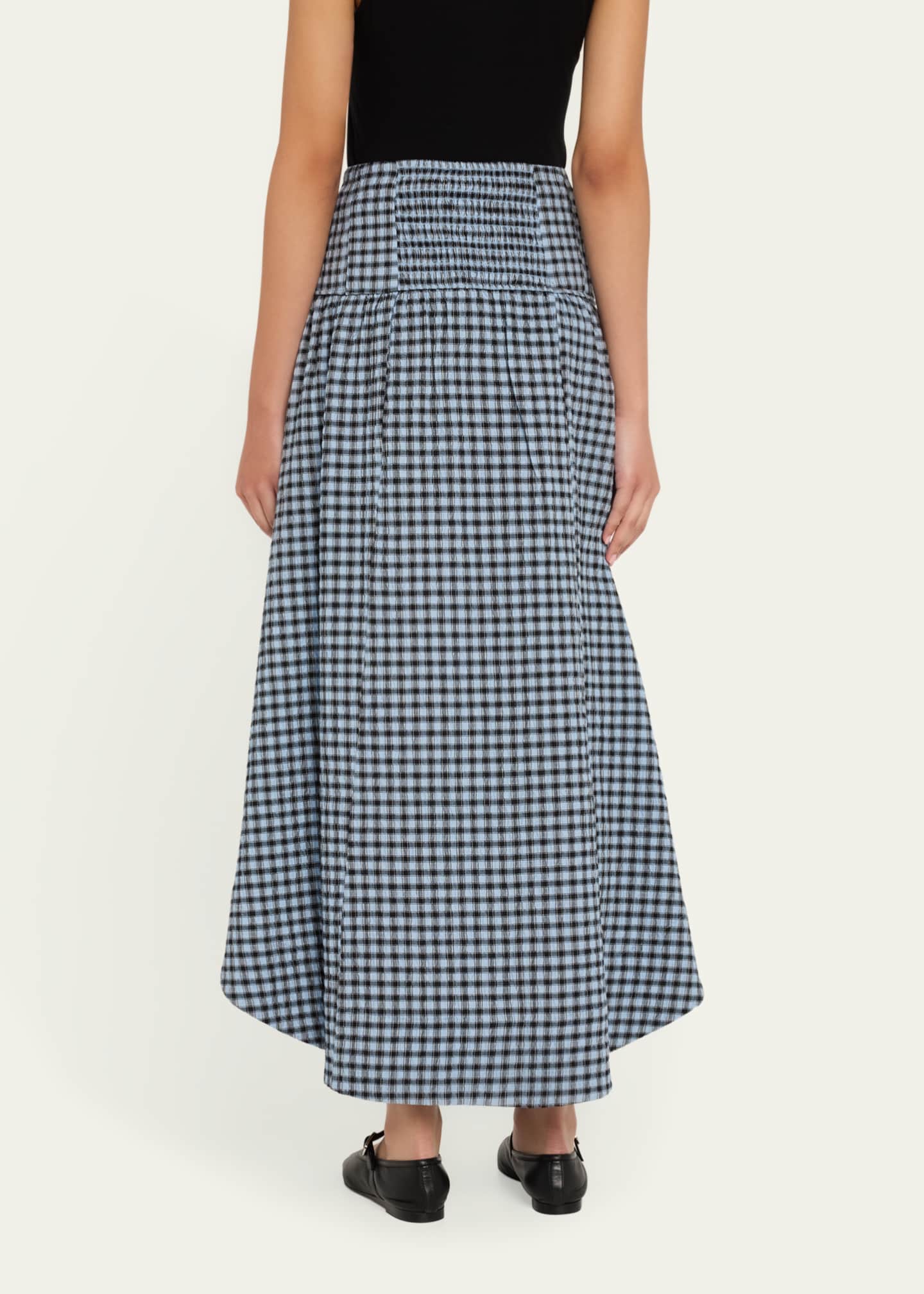 Ganni Check Seersucker Long Skirt Image 3 of 5