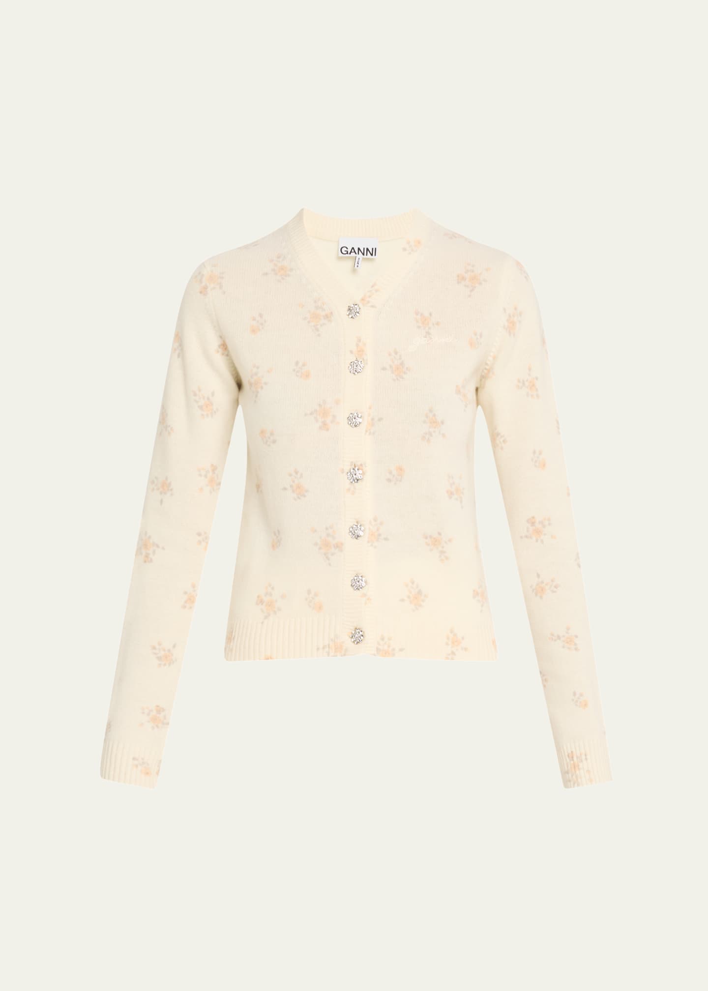 Ganni Floral Wool Cardigan Image 1 of 5