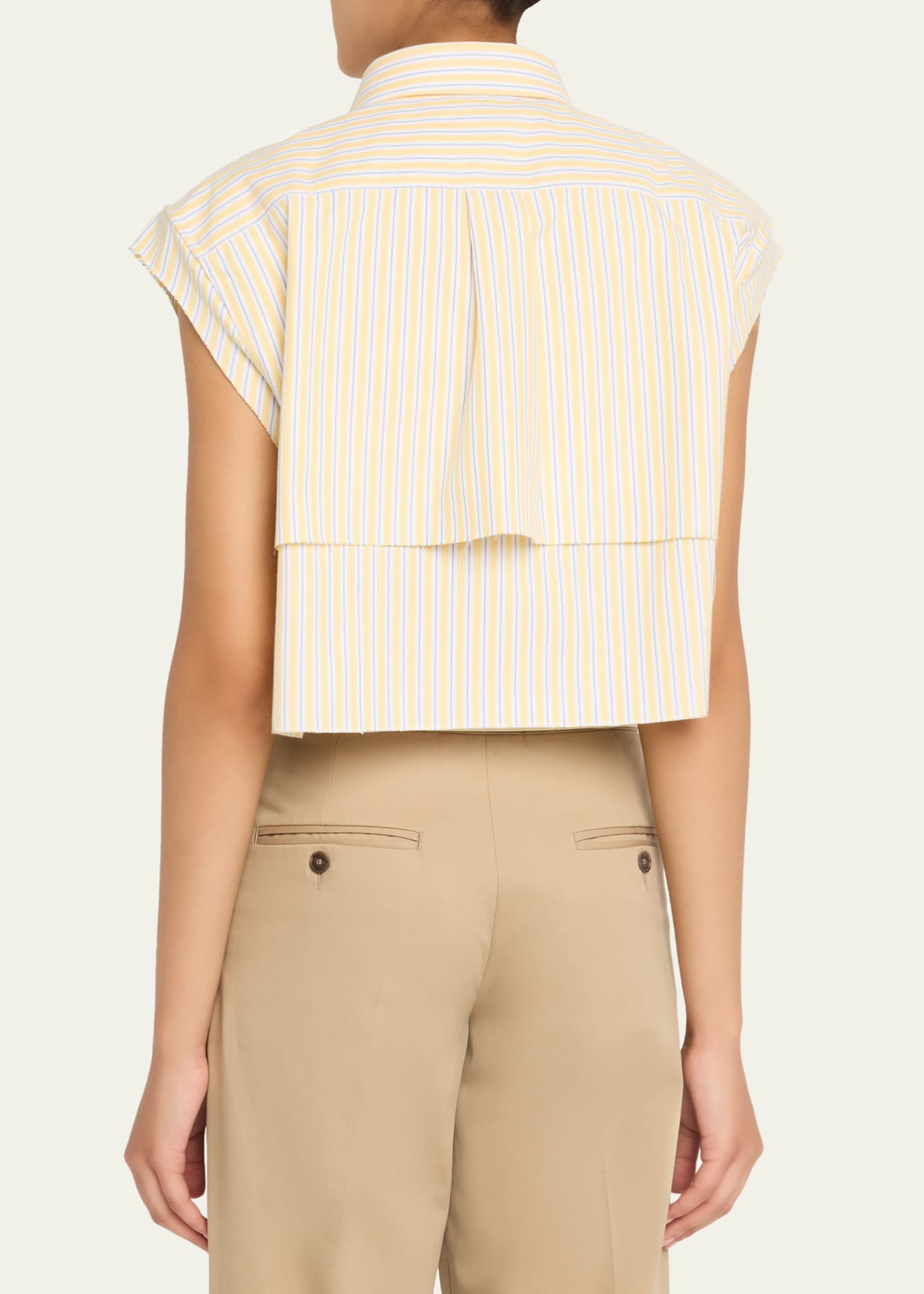 HOMMEGIRLS Striped Sleeveless Layered Cropped Shirt Image 3 of 5