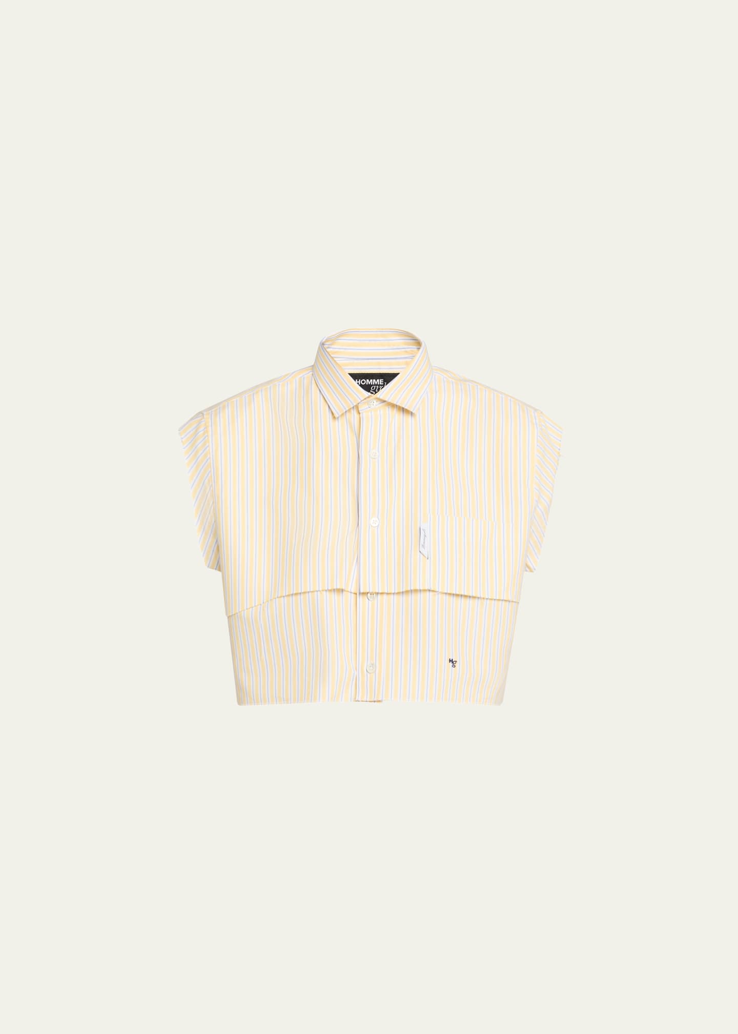 HOMMEGIRLS Striped Sleeveless Layered Cropped Shirt Image 1 of 5
