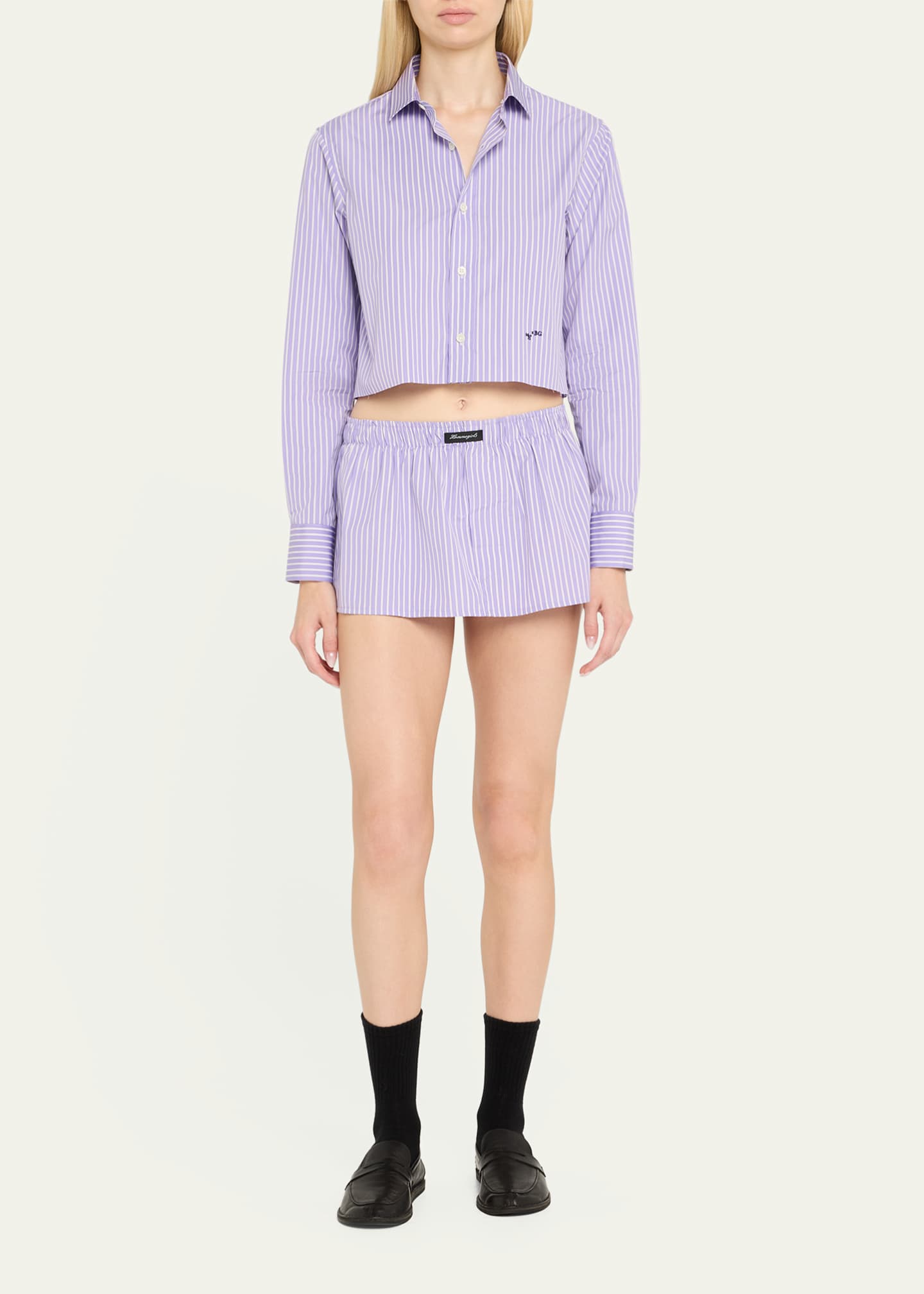 HOMMEGIRLS Striped Mini Boxer Skirt / Bandeau Top Image 2 of 5