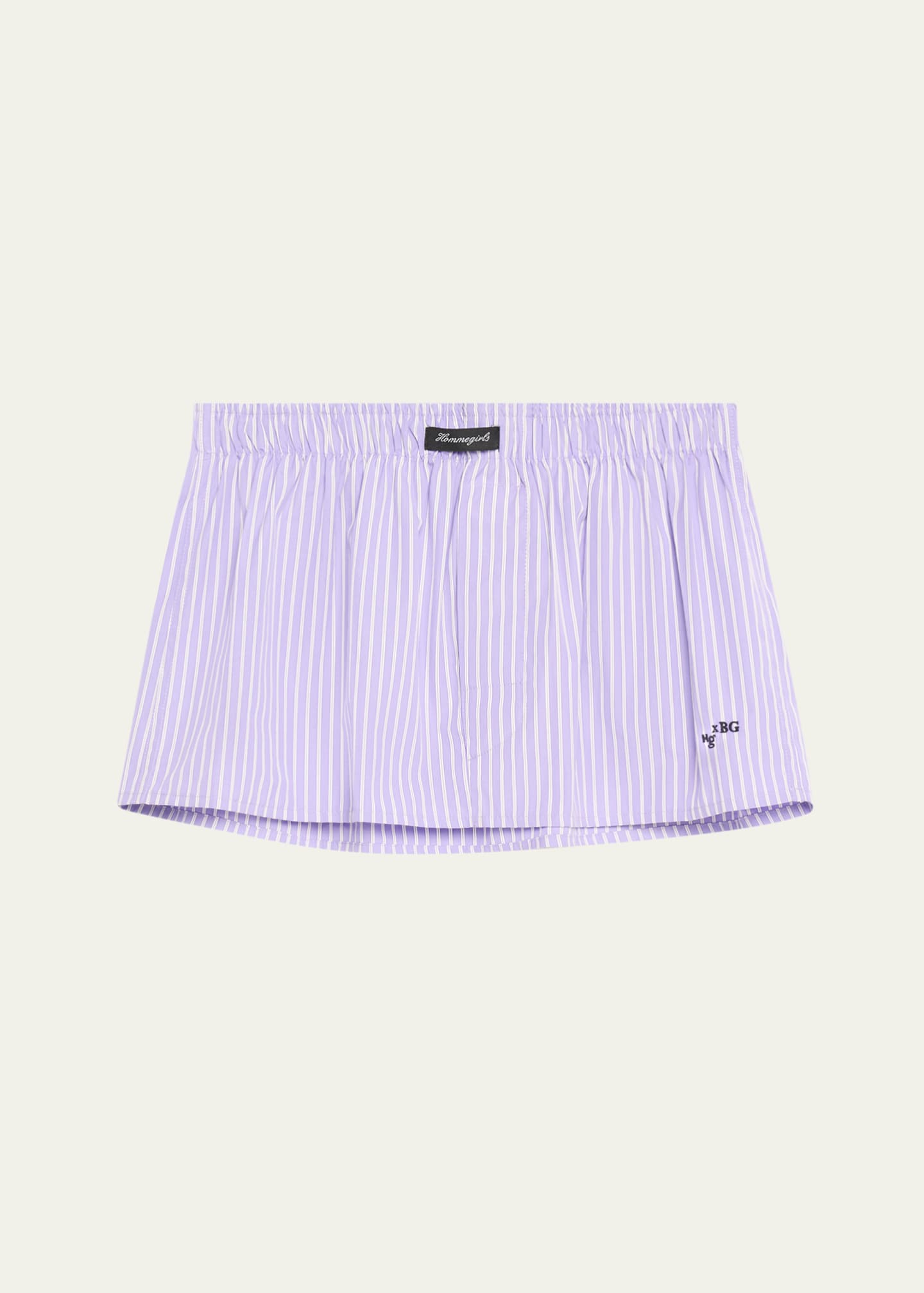 HOMMEGIRLS Striped Mini Boxer Skirt / Bandeau Top Image 1 of 5