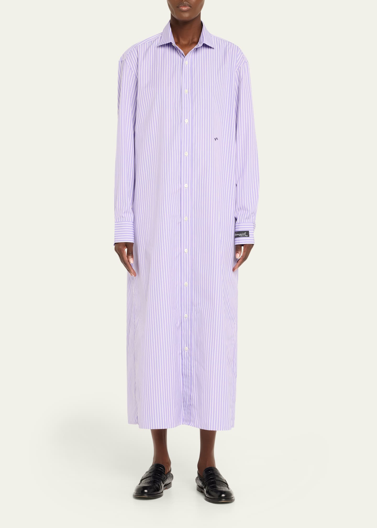 HOMMEGIRLS Striped Maxi Shirtdress Image 2 of 5