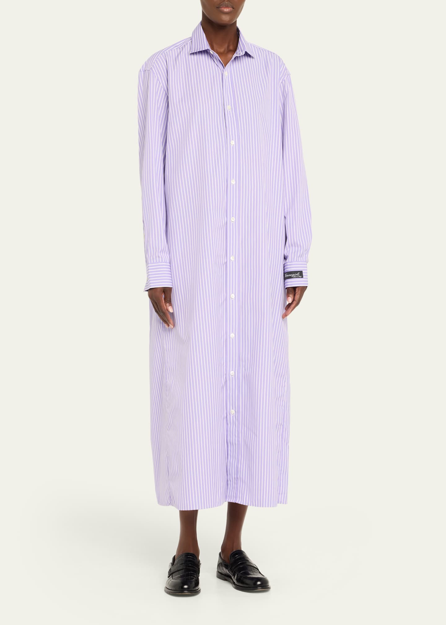 HOMMEGIRLS Striped Maxi Shirtdress Image 4 of 5