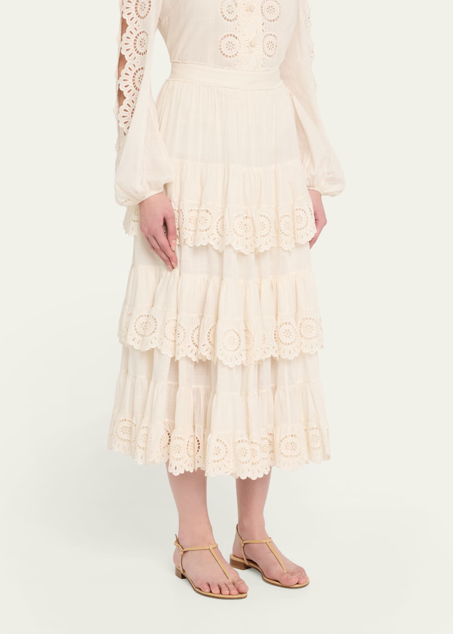 Zimmermann Lucky Embroidered Midi Skirt Image 4 of 5
