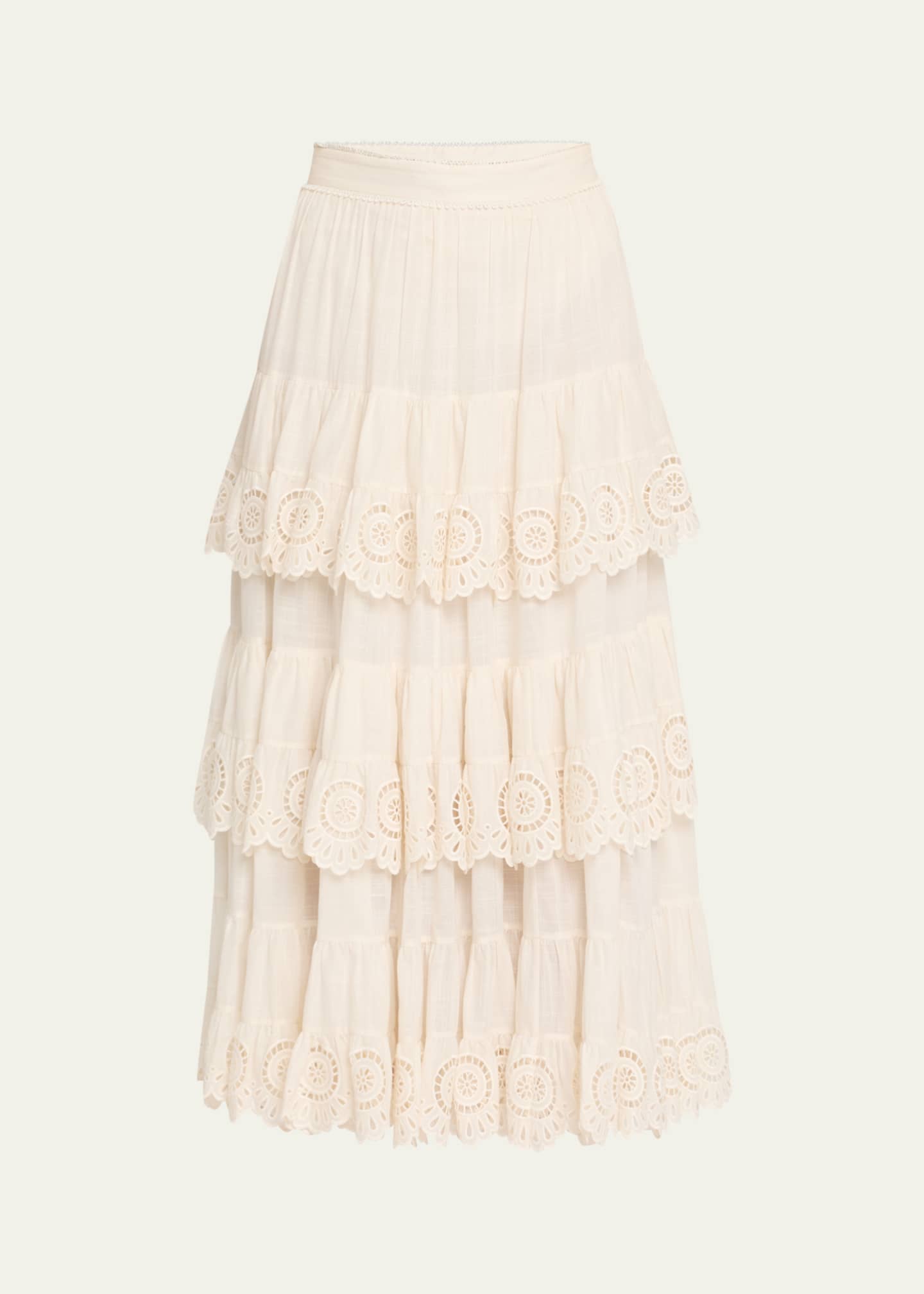 Zimmermann Lucky Embroidered Midi Skirt Image 1 of 5