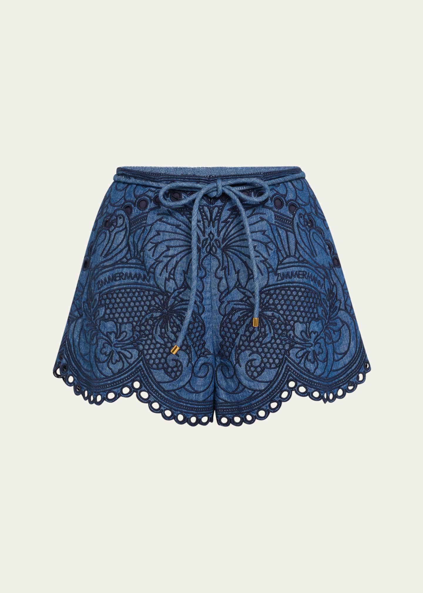 ショートパンツ ZIMMERMANN Woman Short Blue 3497ASS253 BLCMINFLO Ascension Relaxed Short Blue/Cream Indienne Floral Online