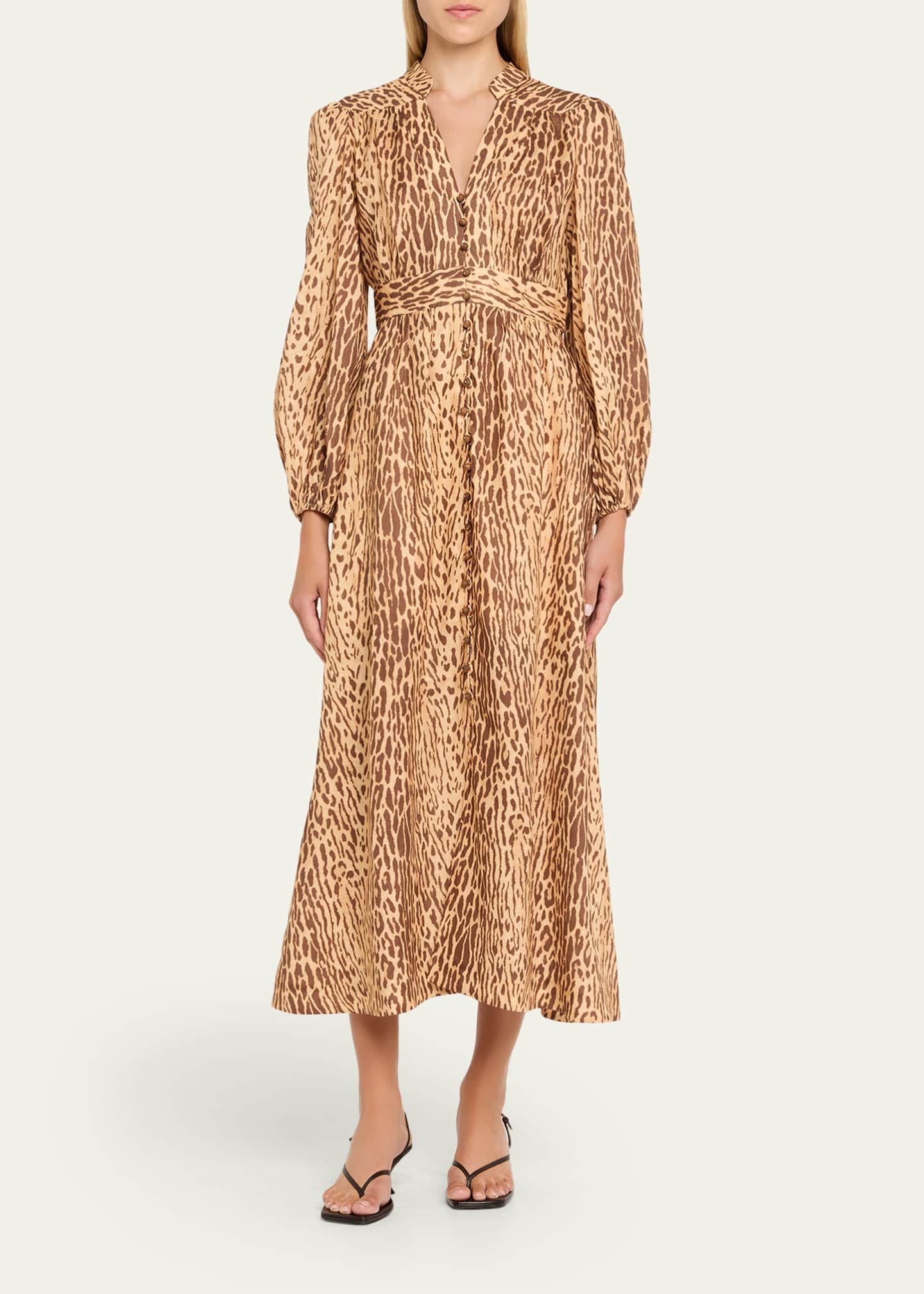 【ZIMMERMANN】 ZIMMERMANN Cascadian belted pleated leopard-print linen