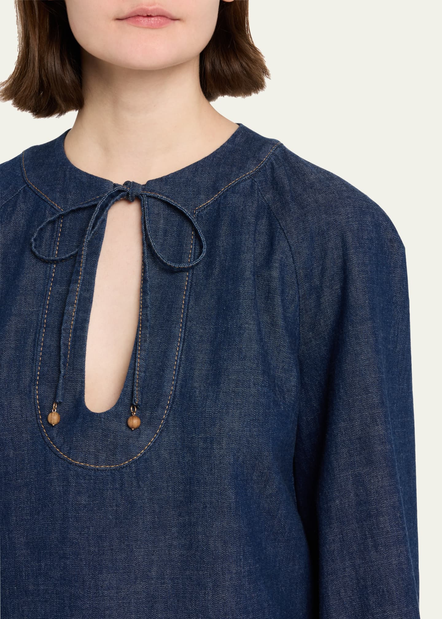 Zimmermann Rhiannon Fringe Denim Mini Dress Image 5 of 5