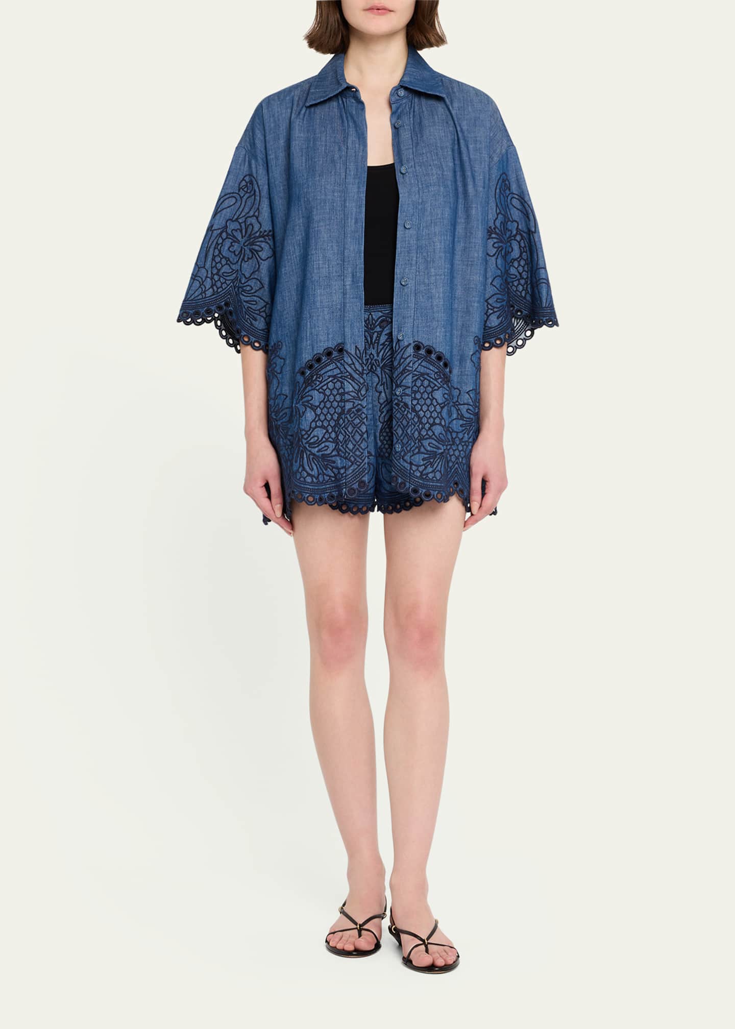 Zimmermann Coco Embroidered Denim Shirt Image 2 of 5