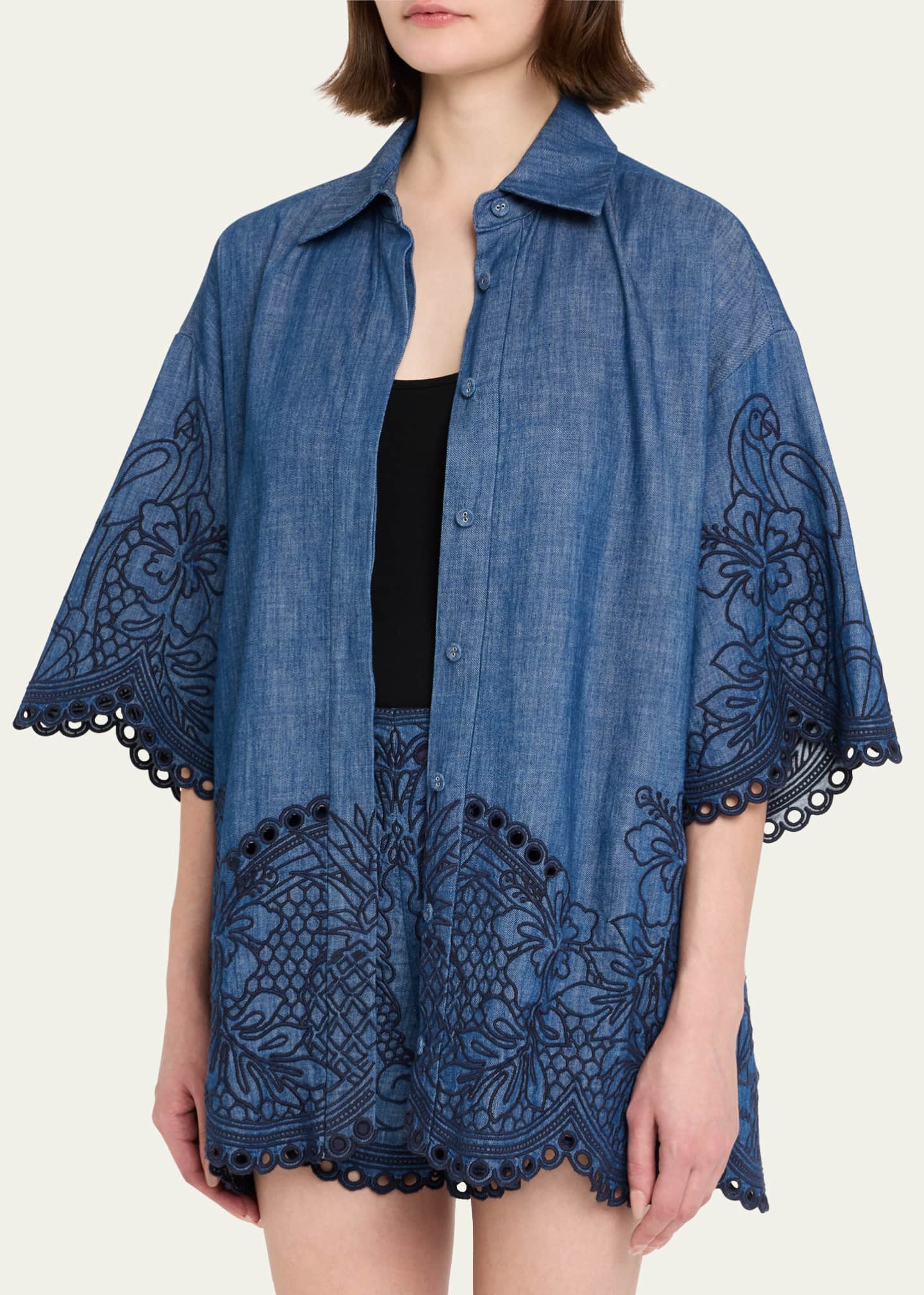 Zimmermann Coco Embroidered Denim Shirt Image 4 of 5