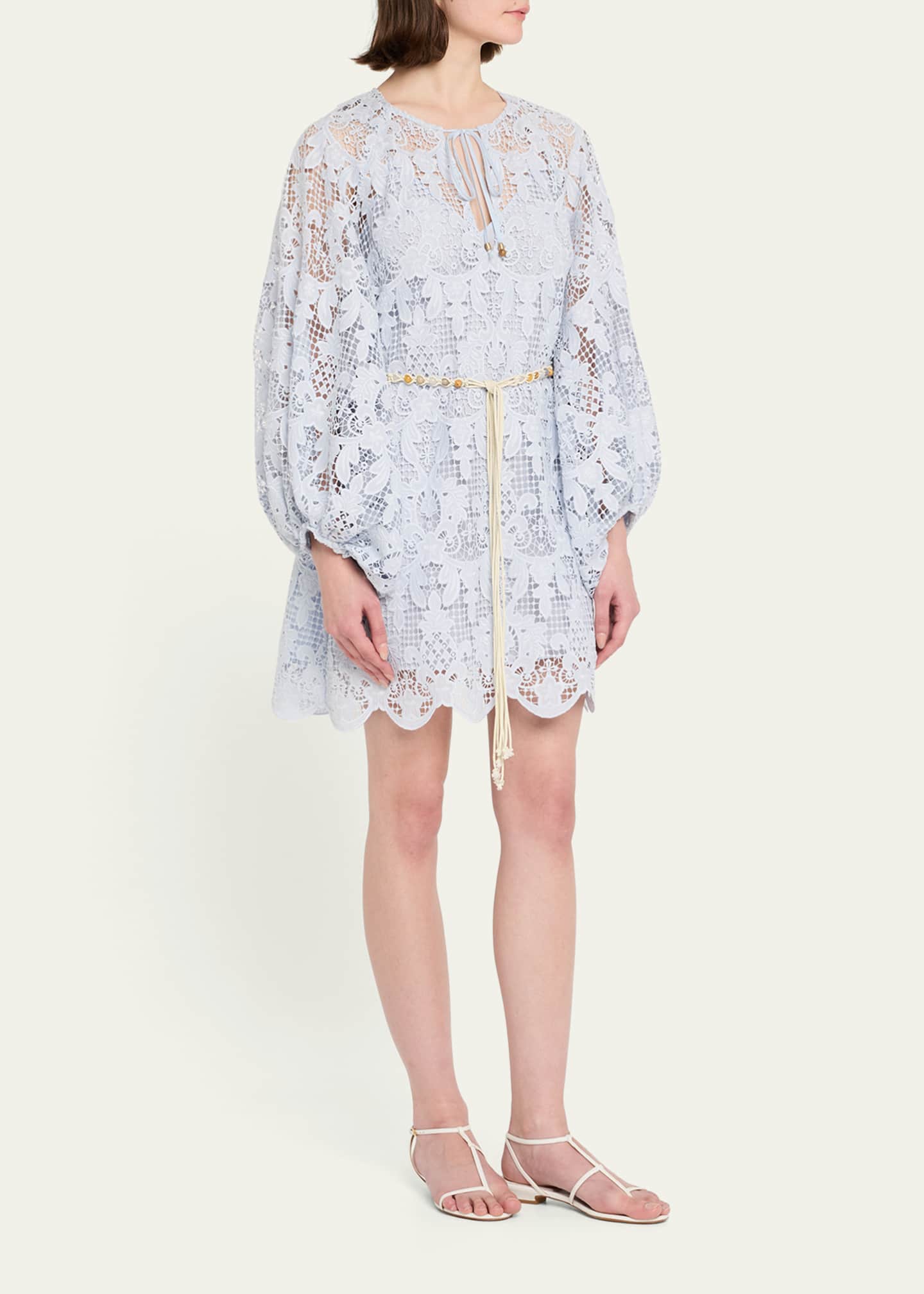 【Zimmermann】Coco gathered lace minidress Coco gathered lace minidress in neutrals - Zimmermann