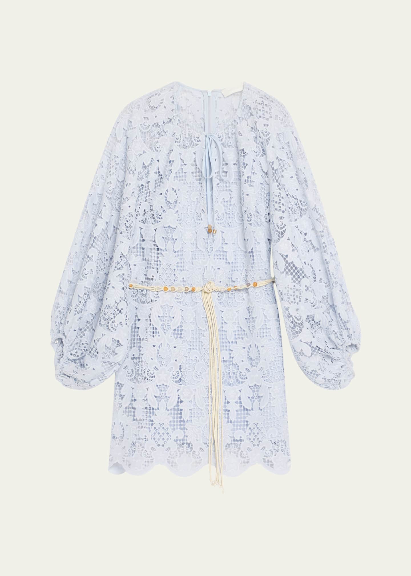 【Zimmermann】COCO LACE MINI DRESS レース ミニドレス Zimmermann Coco Lace Tunic Mini Dress in Powder Blue | REVOLVE
