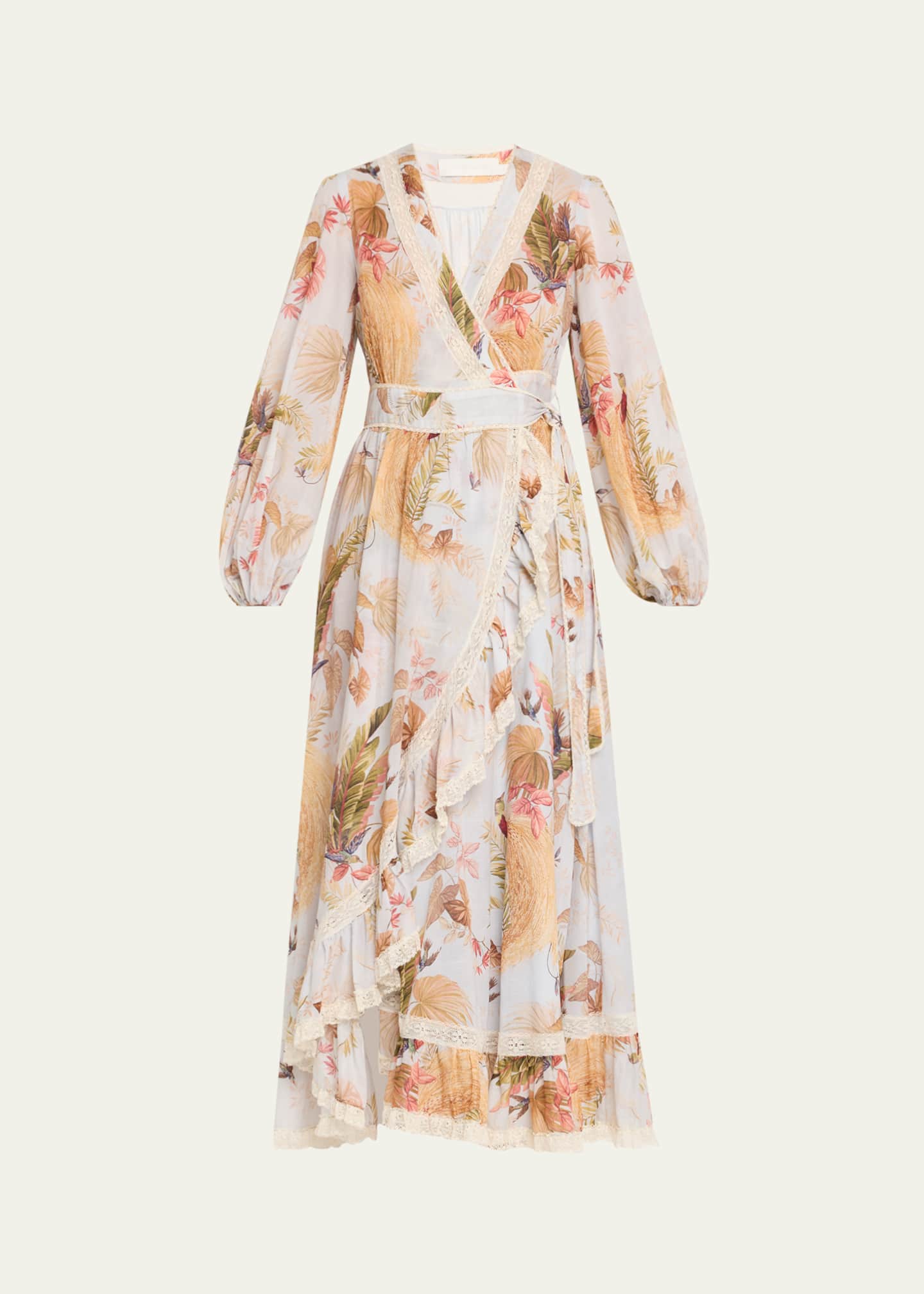 Zimmermann Ascension Frilled Long-Sleeve Wrap Dress - Bergdorf Goodman