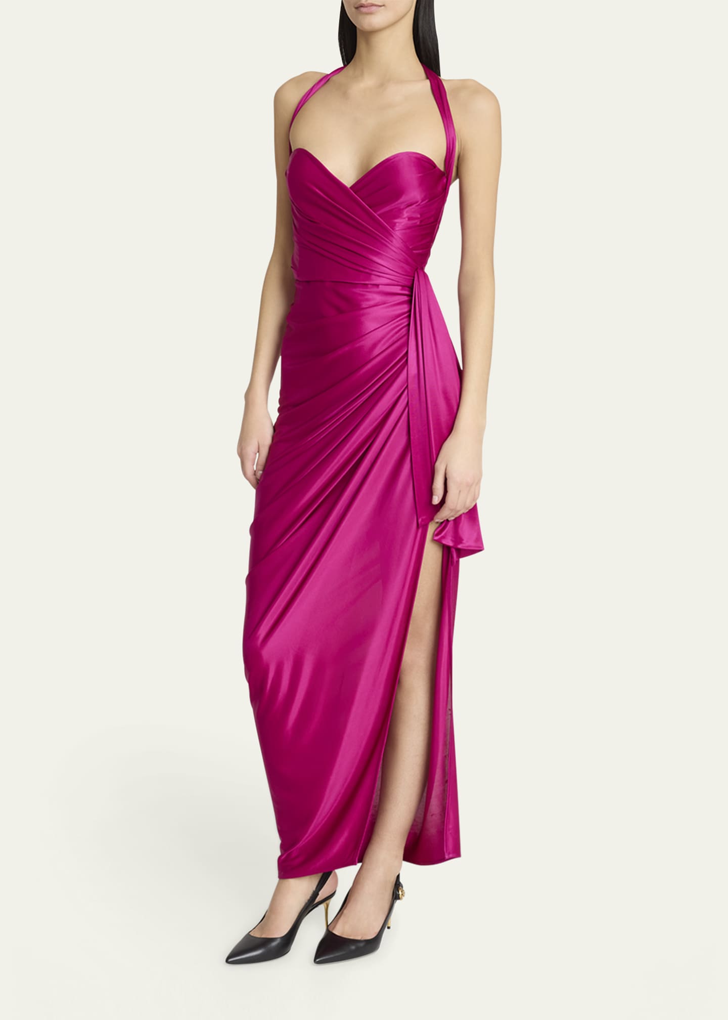 Balmain Draped Slit Maxi Dress Image 4 of 5