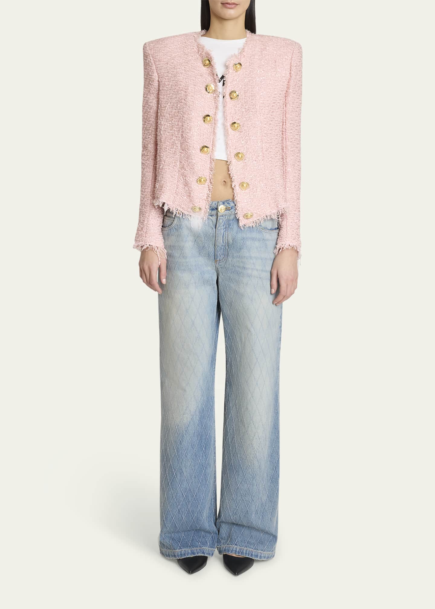 Balmain Spencer Sequined Tweed Jacket Image 2 of 5