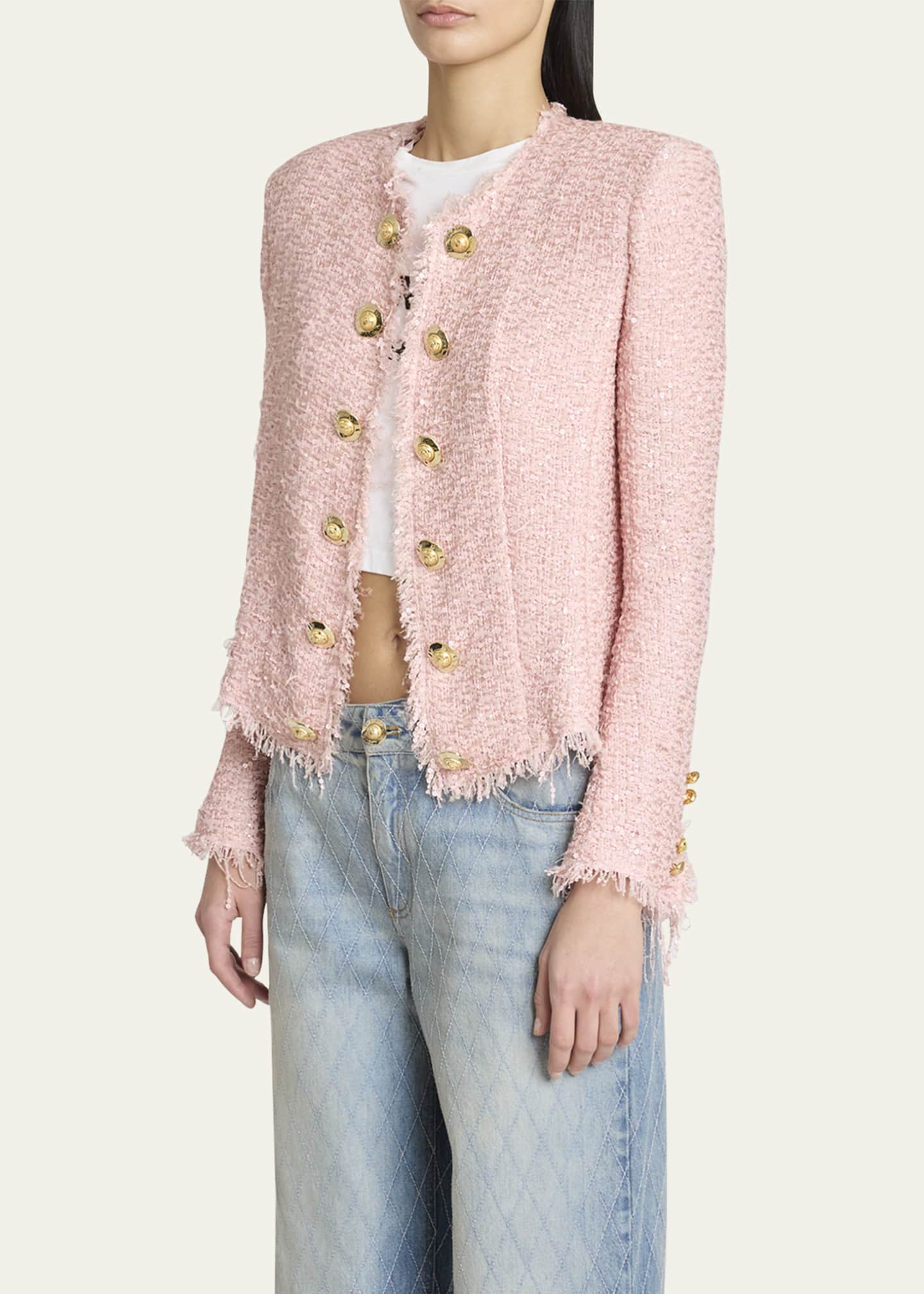 Balmain Spencer Sequined Tweed Jacket Image 4 of 5