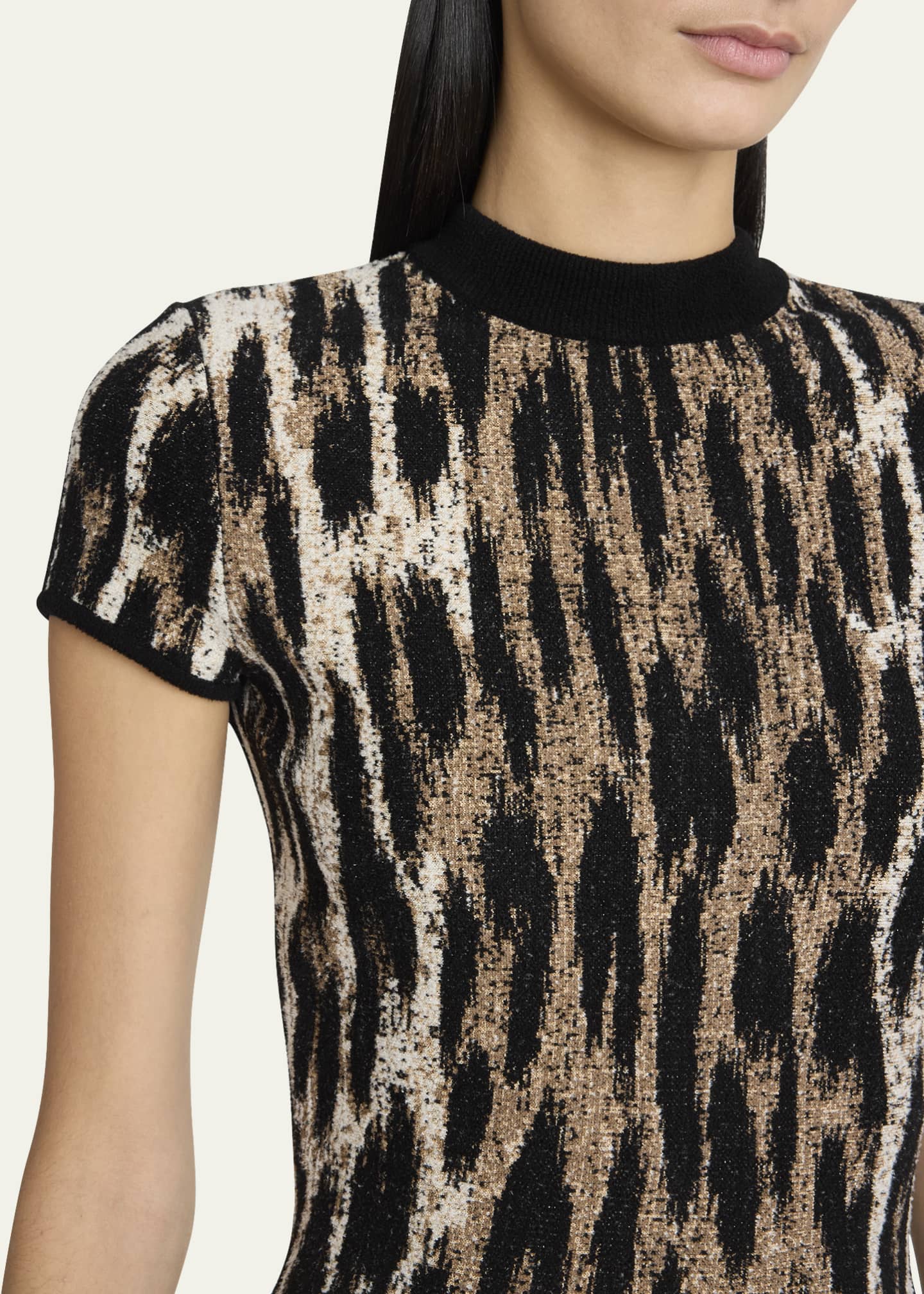 Balmain Leopard Jacquard Fit-&-Flare Mini Dress Image 5 of 5