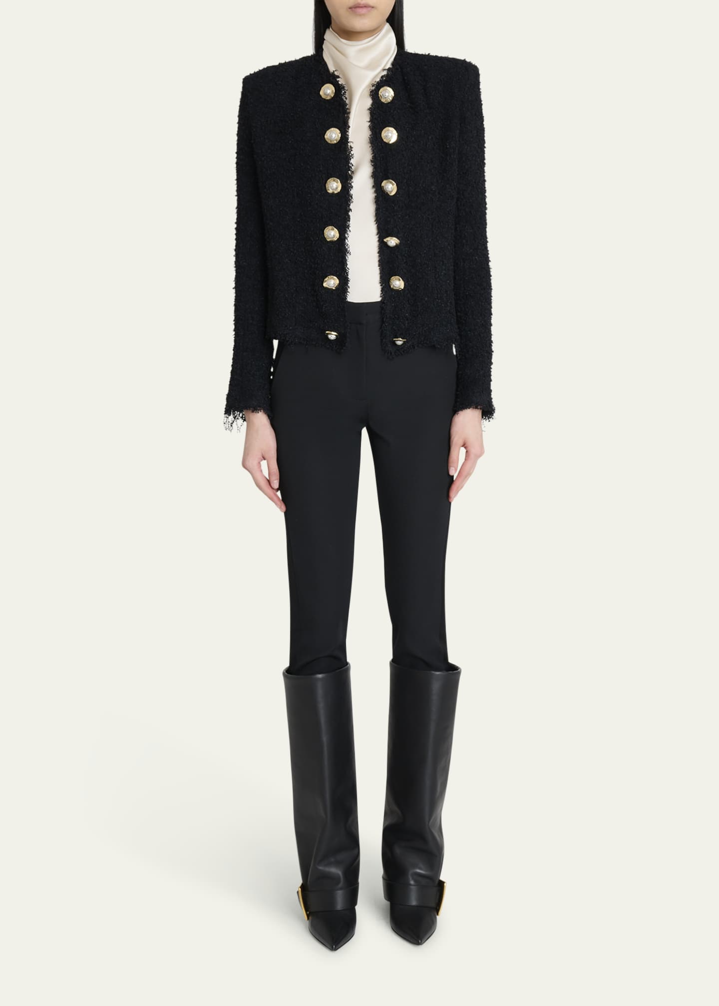 Balmain Two-Tone Button Tweed Spencer Jacket Image 2 of 5