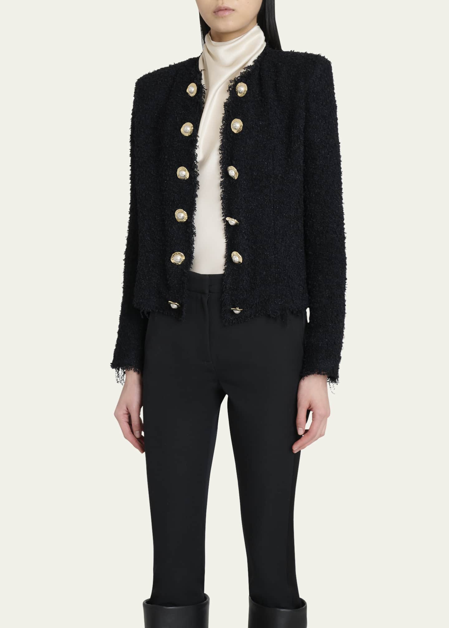 Balmain Two-Tone Button Tweed Spencer Jacket Image 4 of 5