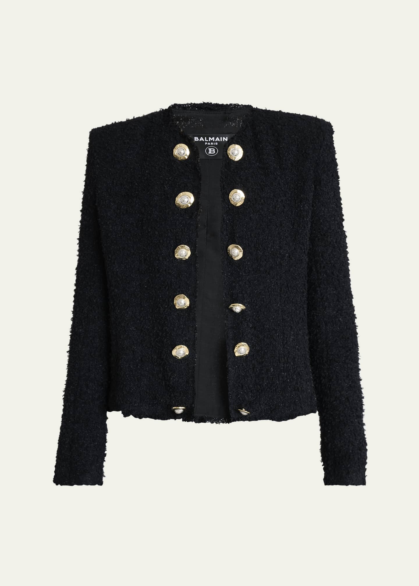 Balmain Two-Tone Button Tweed Spencer Jacket Image 1 of 5