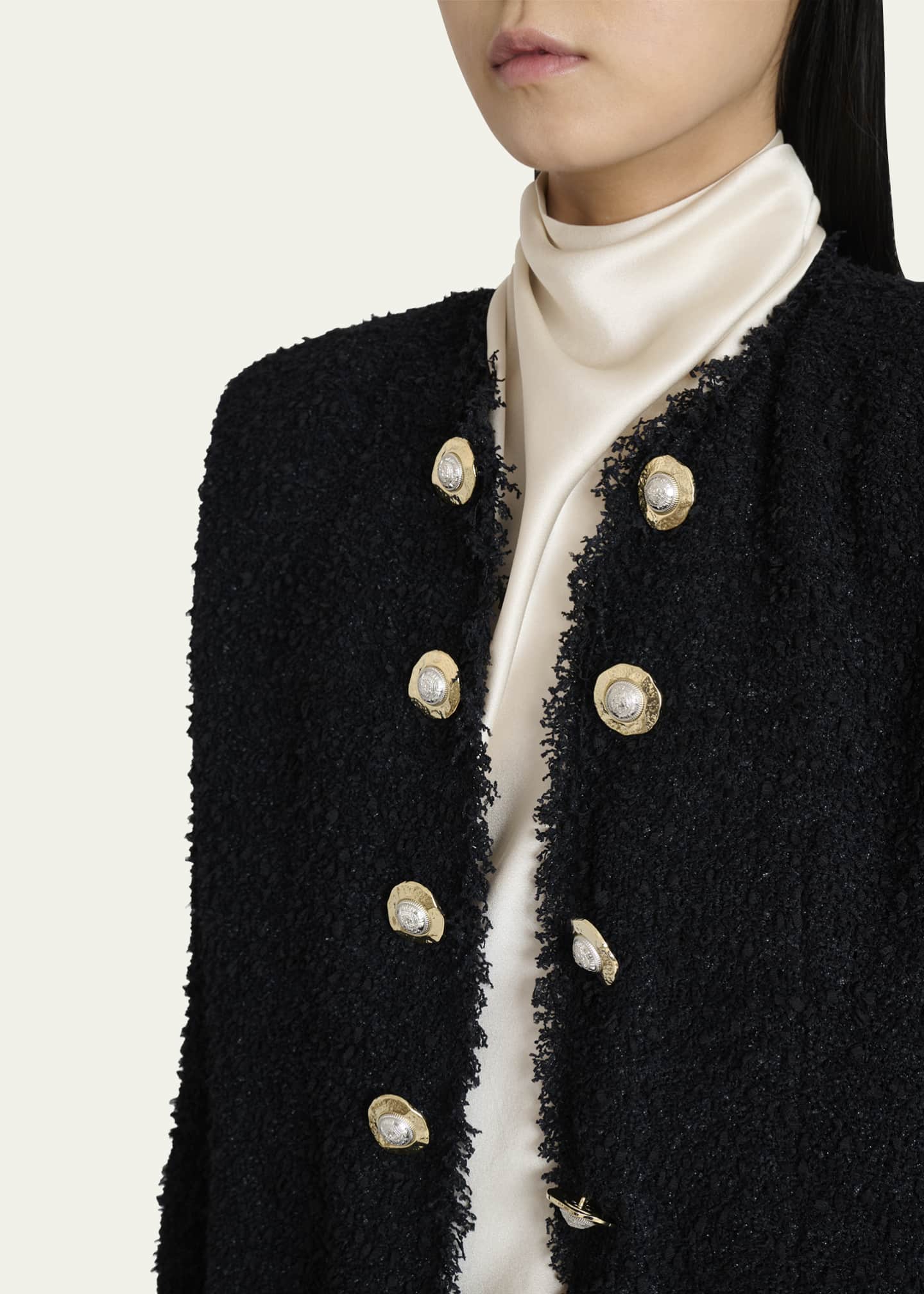 Balmain Two-Tone Button Tweed Spencer Jacket Image 5 of 5