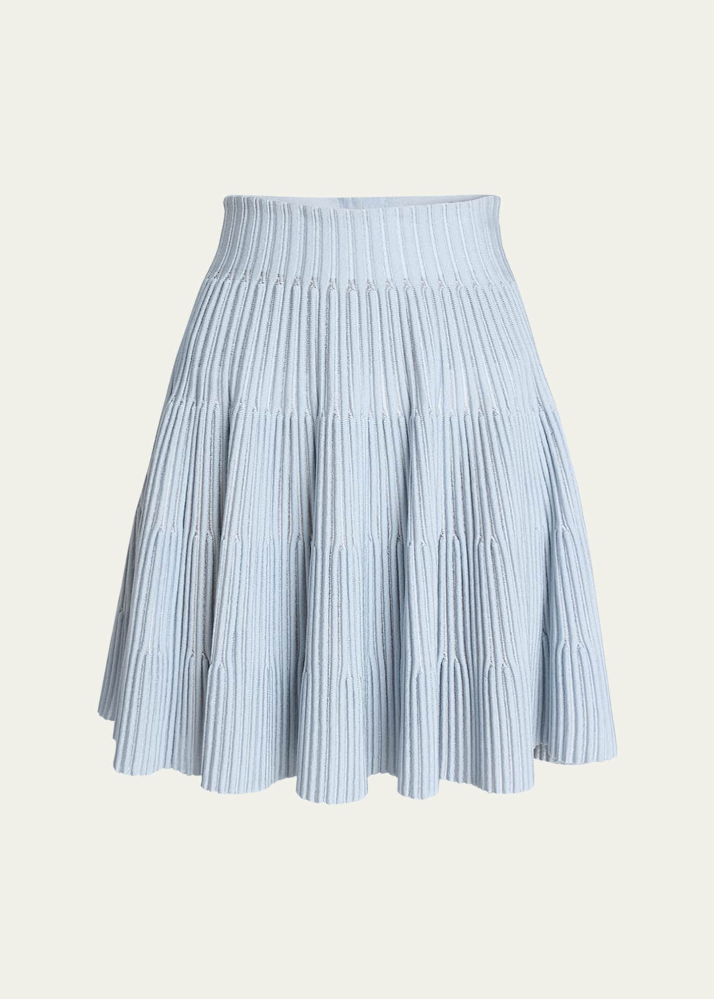 Balmain Pleated Knit Flare Mini Skirt Image 1 of 5