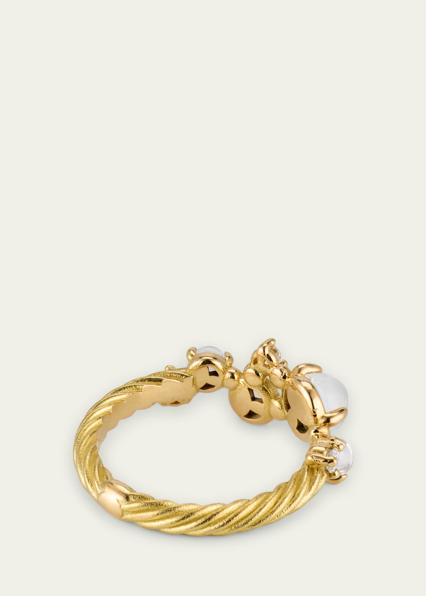 Paul Morelli 18K Yellow Gold Small Bubble Ring with Diamonds and Moonstone Image 4 of 4