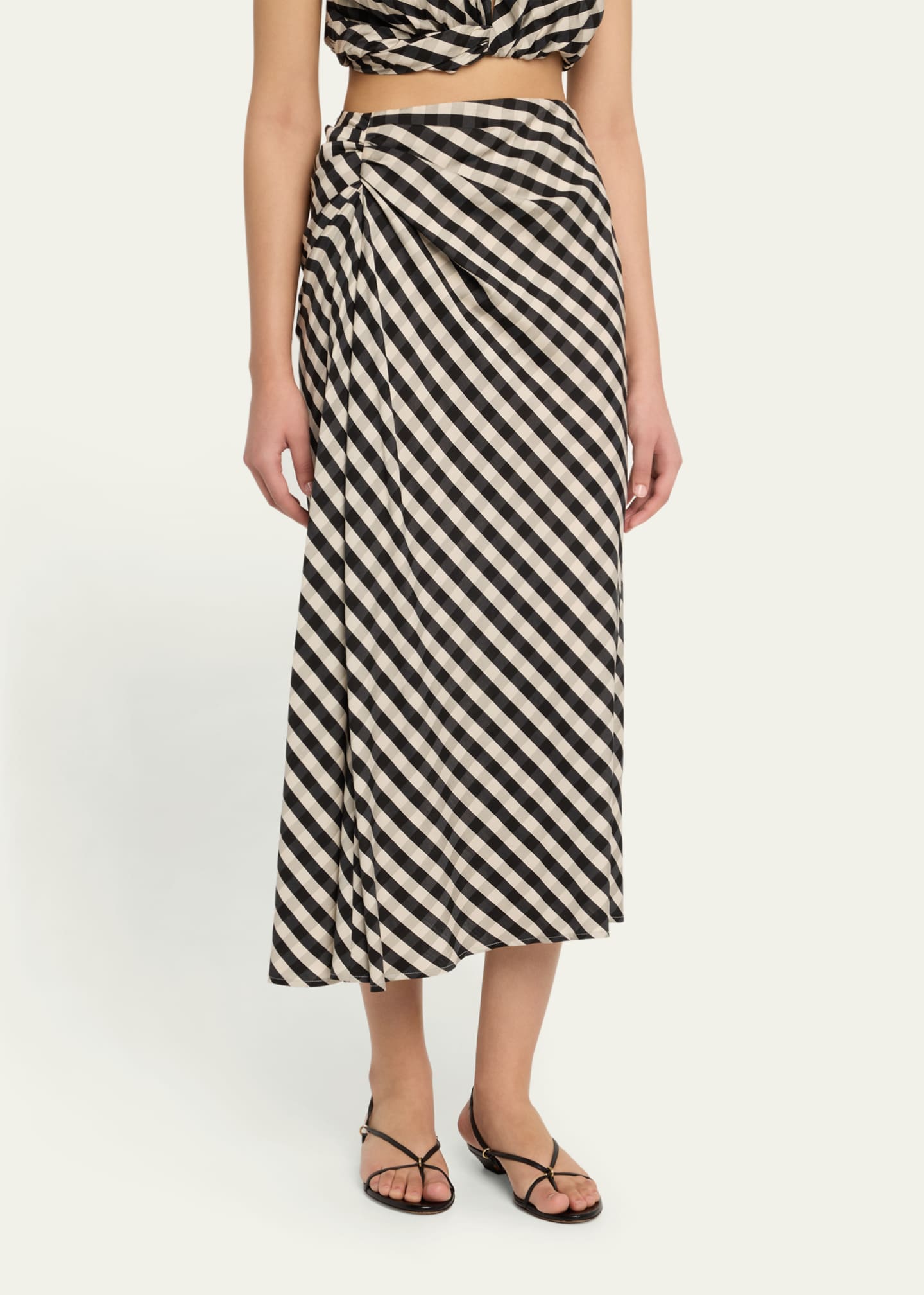 A.L.C. Jean Check Midi Skirt Image 4 of 5