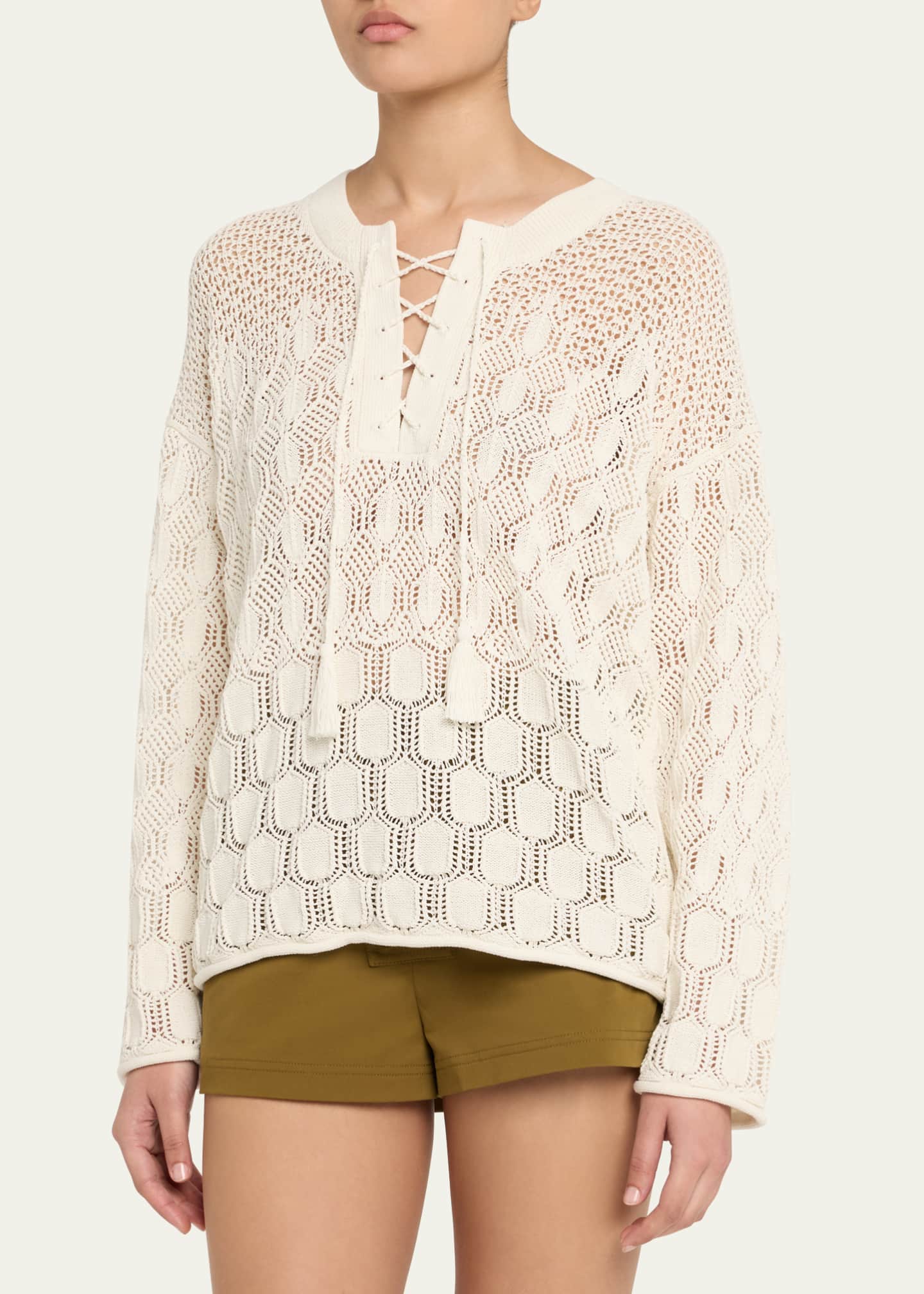 A.L.C. Keri Crochet Lace-Up Sweater Image 4 of 5