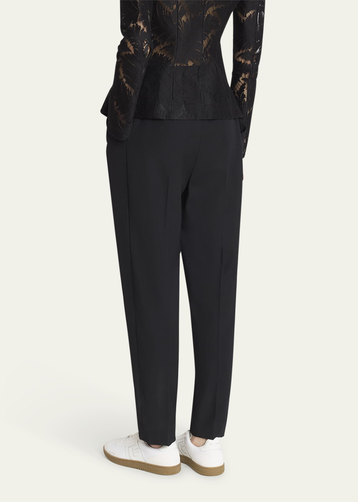 Balmain High Waist Pleated Tailored Wool Trousers Image 3 of 5
