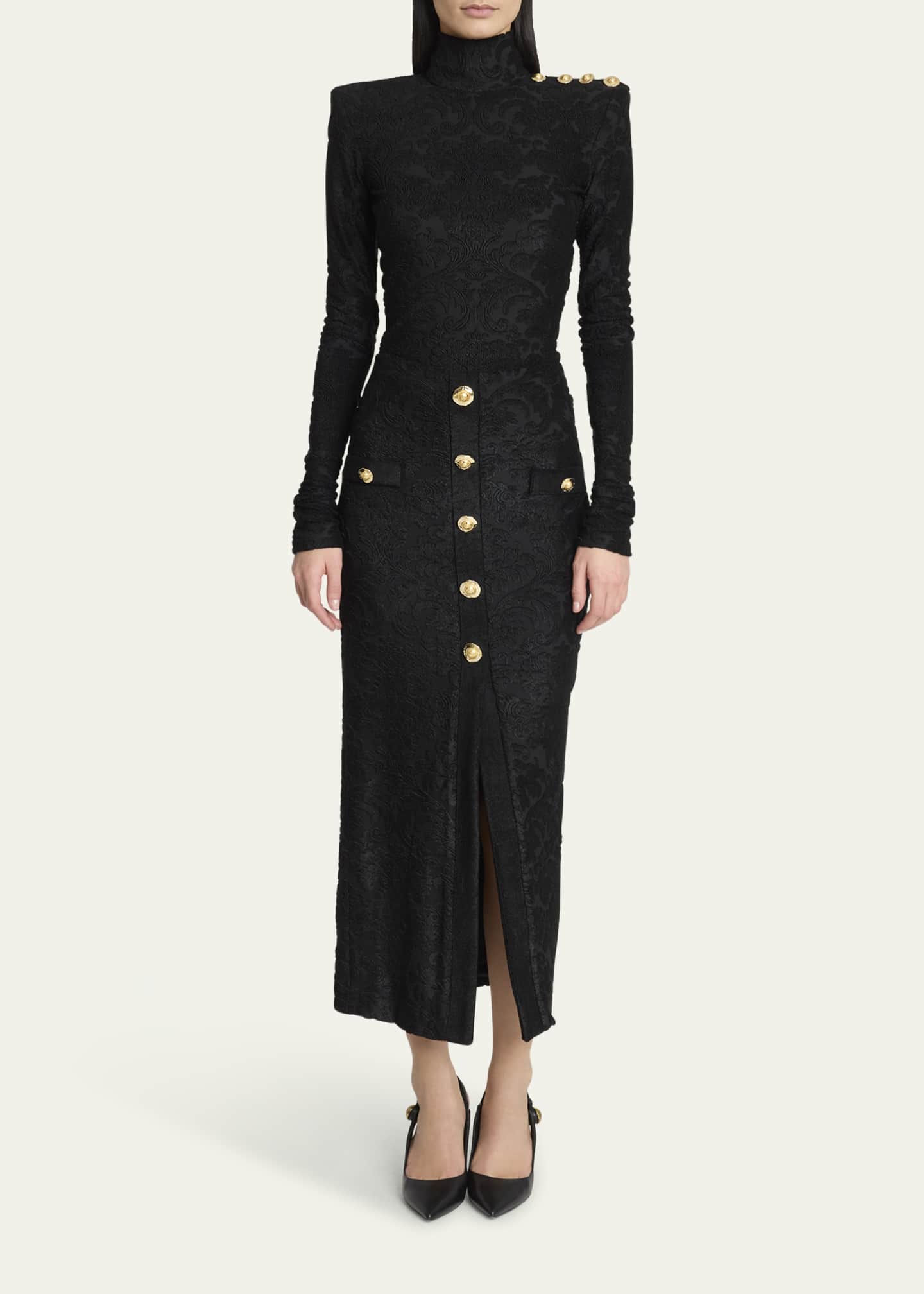 Balmain Baroque Buttoned Pencil Skirt Image 2 of 5