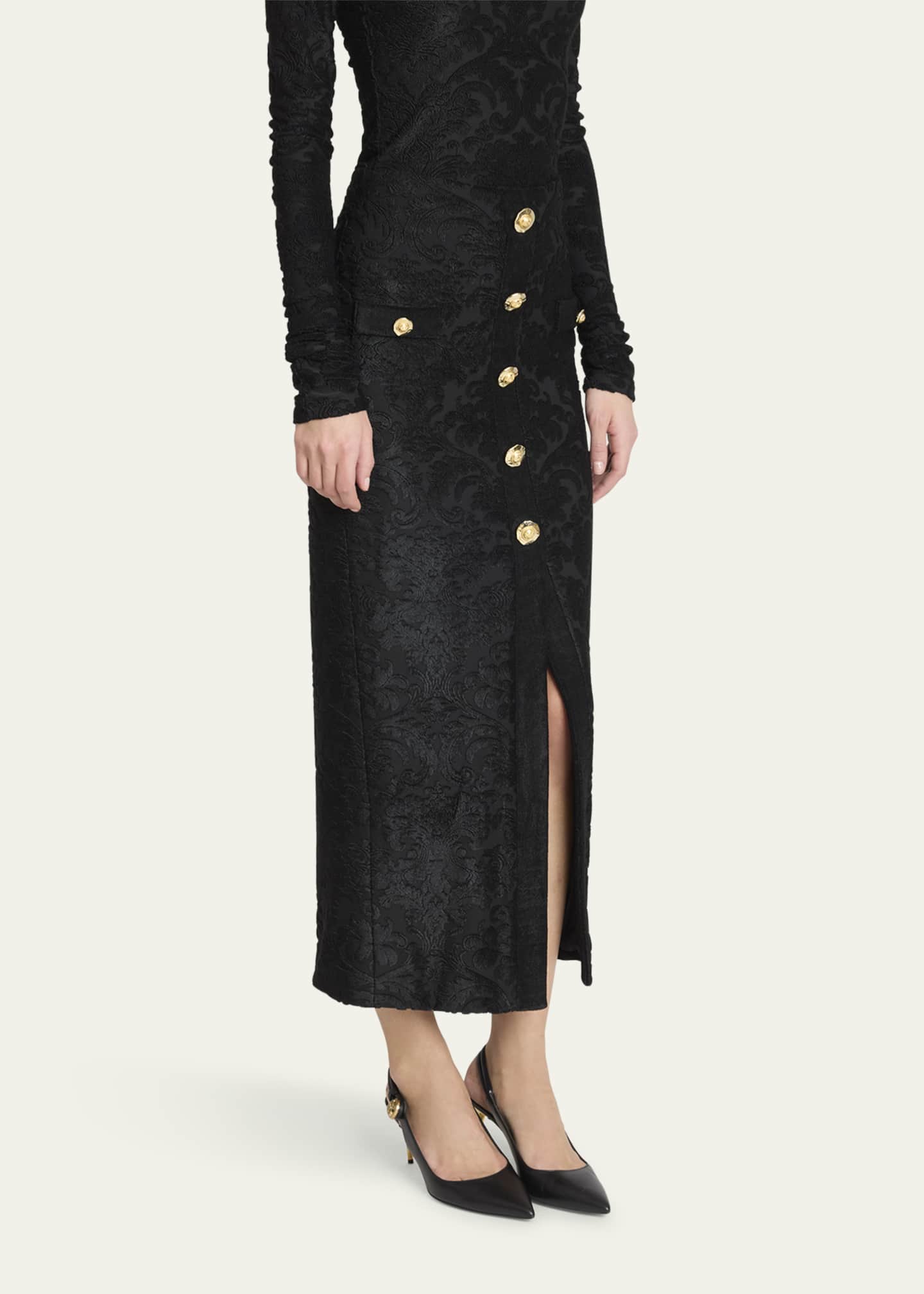 Balmain Baroque Buttoned Pencil Skirt Image 4 of 5