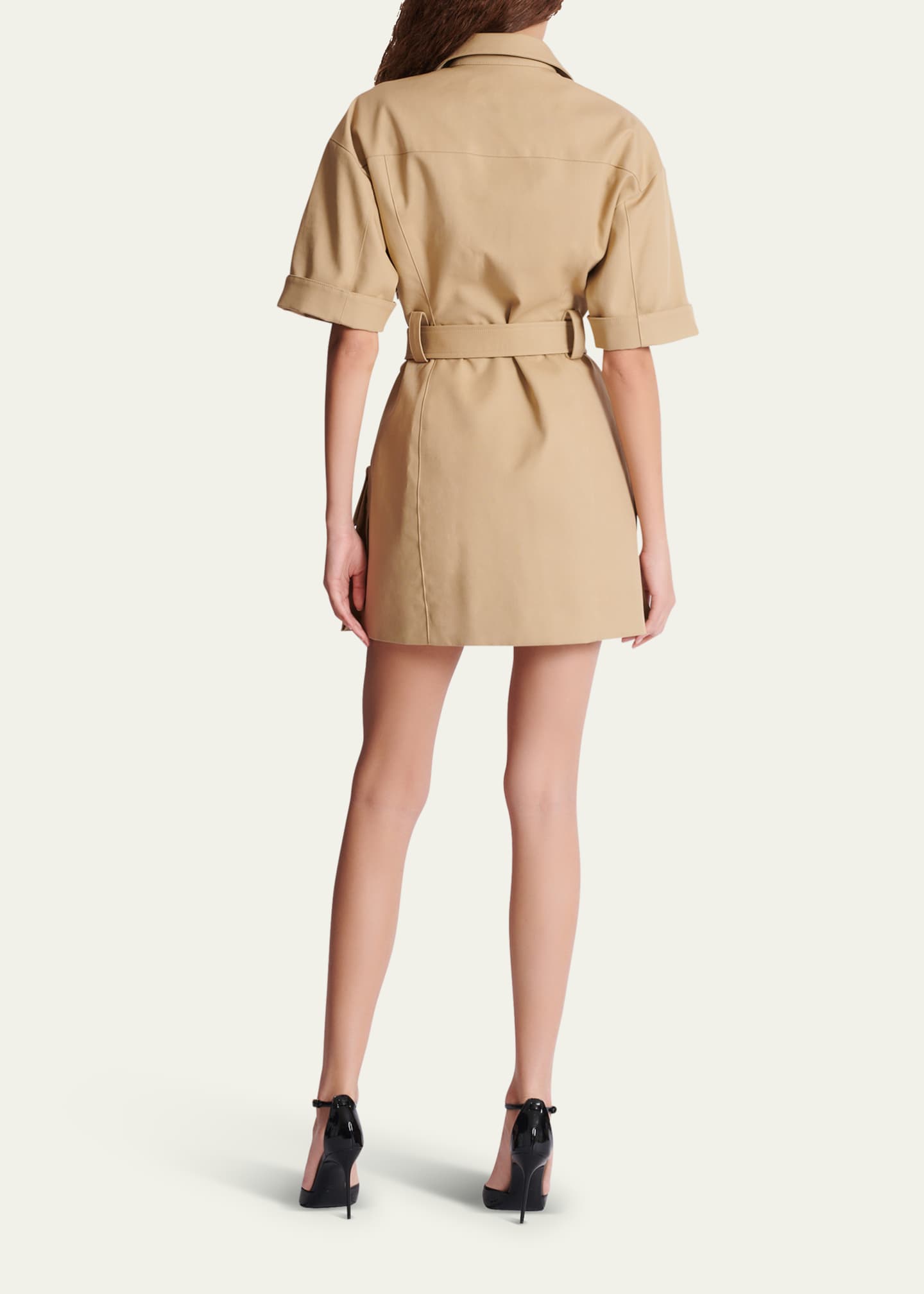 Balmain Lace Front Mini Safari Dress Image 3 of 5