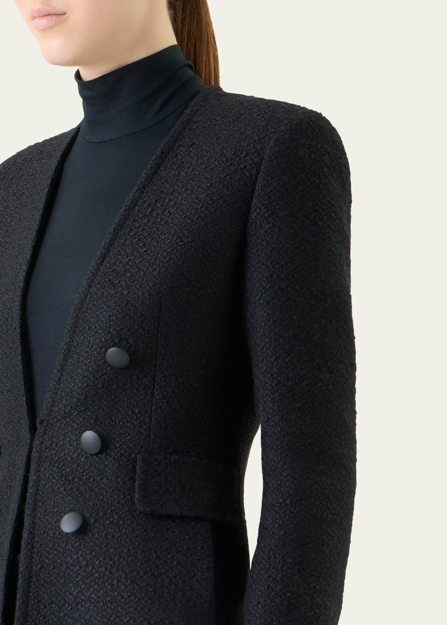 Akris punto Double-Breasted Illusion Boucle Tweed Fringed Jacket Image 5 of 5