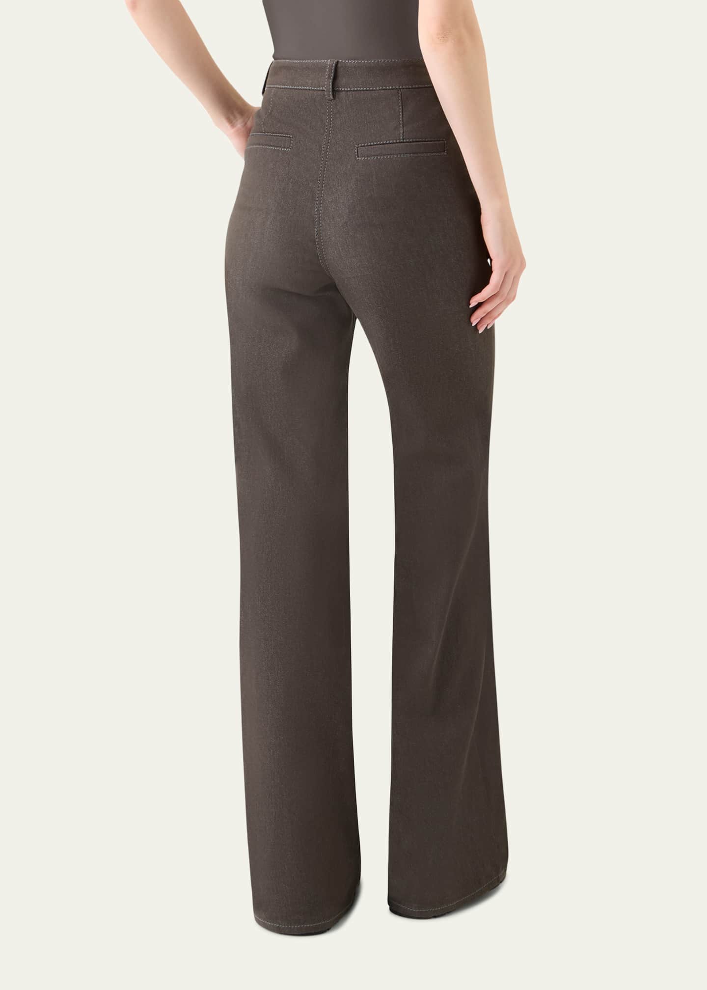 Akris punto Celia Cotton Stretch Denim Bootcut-Leg Pants Image 3 of 5