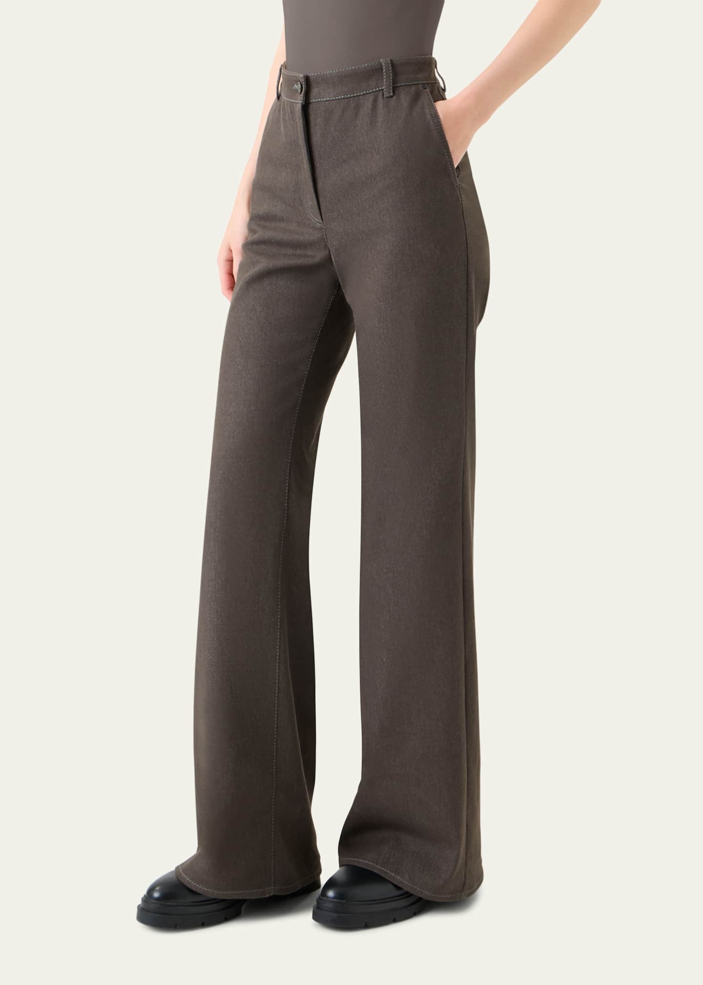 Akris punto Celia Cotton Stretch Denim Bootcut-Leg Pants Image 4 of 5