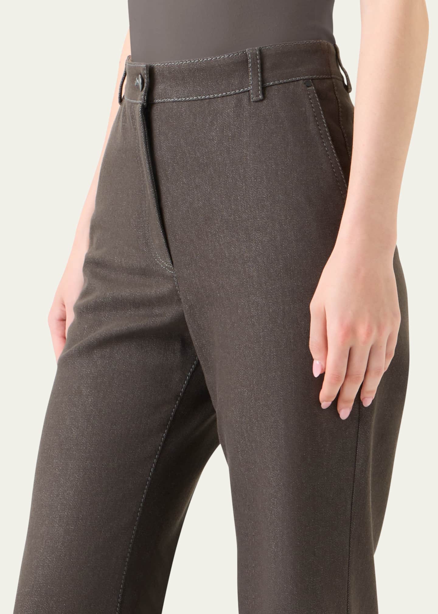 Akris punto Celia Cotton Stretch Denim Bootcut-Leg Pants Image 5 of 5